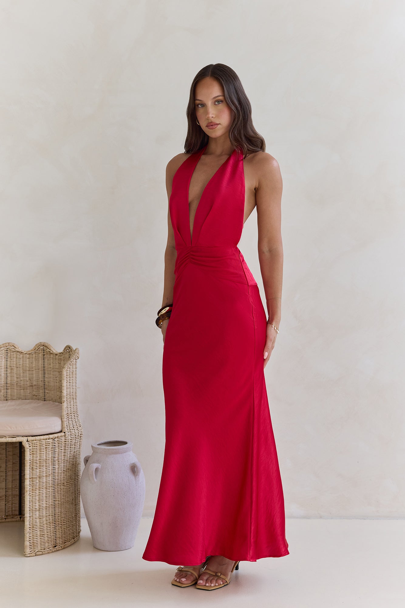 Got A Feeling Halter Satin Maxi Dress Red | Fortunate One Got A Feeling Halter Satin Maxi Dress Red | Fortunate One