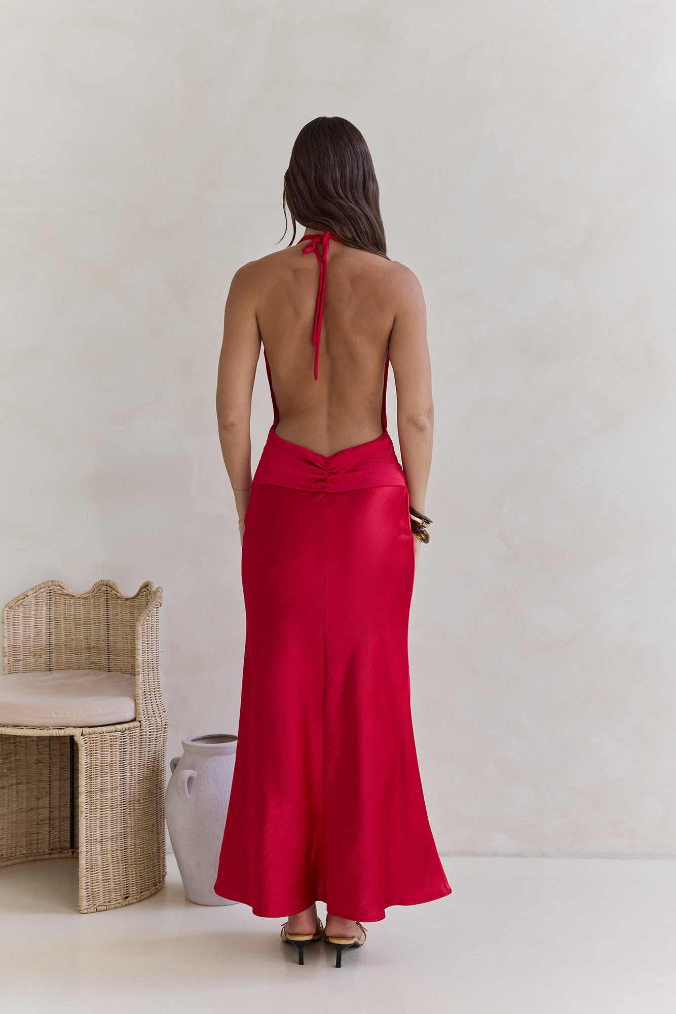 Got A Feeling Halter Satin Maxi Dress Red Size XL Got A Feeling Halter Satin Maxi Dress Red Size XL