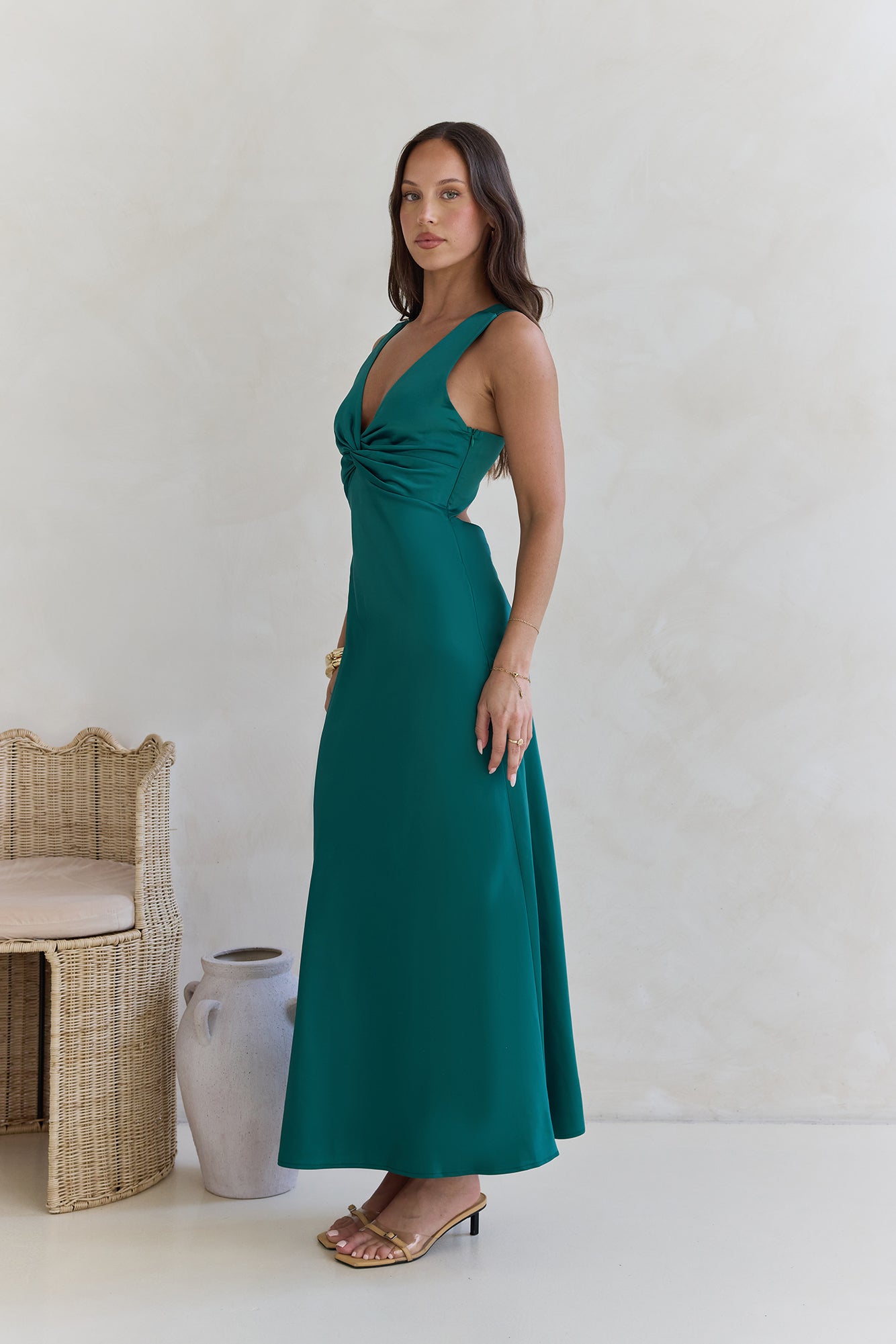 island formal dress Island Reverie Satin Maxi Dress Green