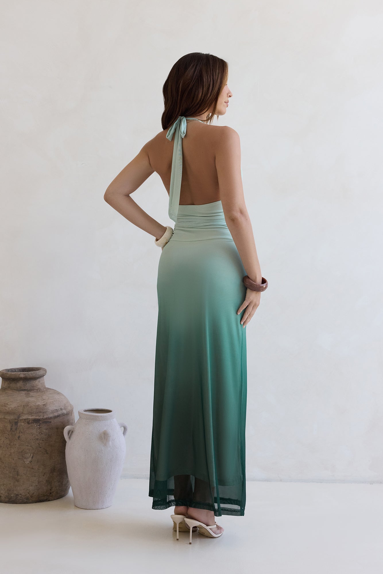 Fragrance Of Sunshine Mesh Halter Maxi Dress Green Size XS Fragrance Of Sunshine Mesh Halter Maxi Dress Green Size XS