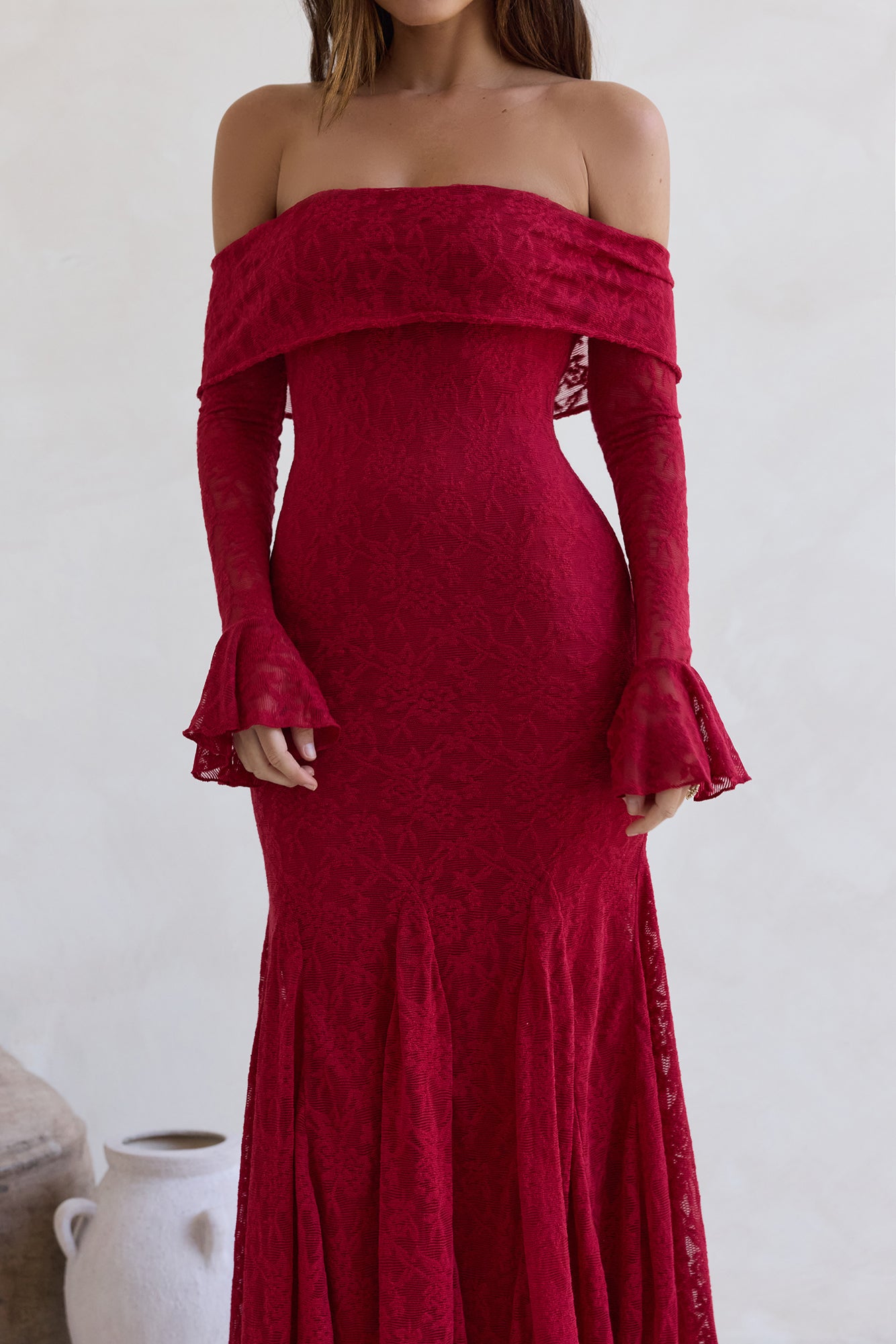 Here For Love Off Shoulder Mesh Maxi Dress Red Size M Here For Love Off Shoulder Mesh Maxi Dress Red Size M
