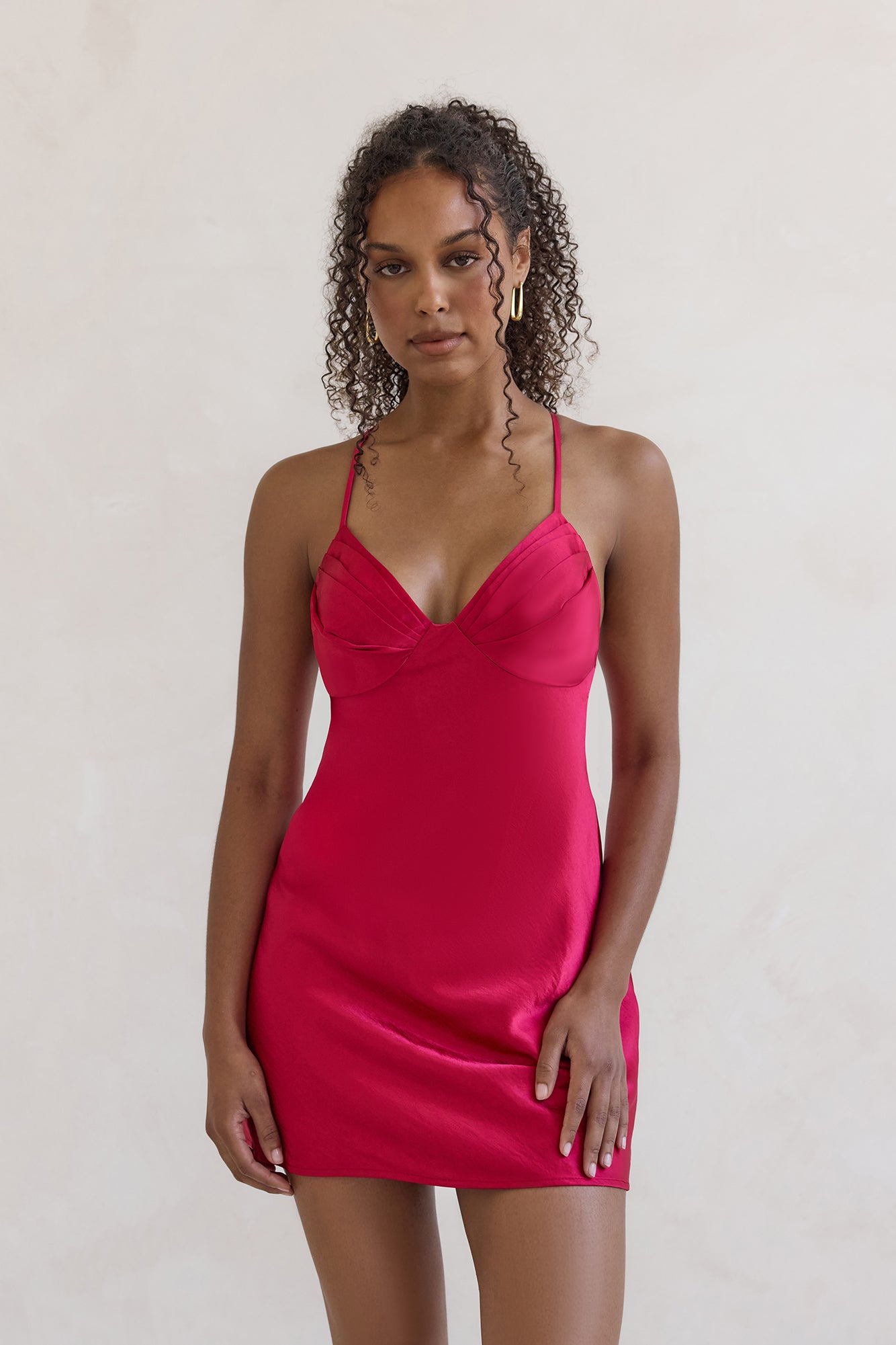 Skylines Satin Mini Dress Red Size L