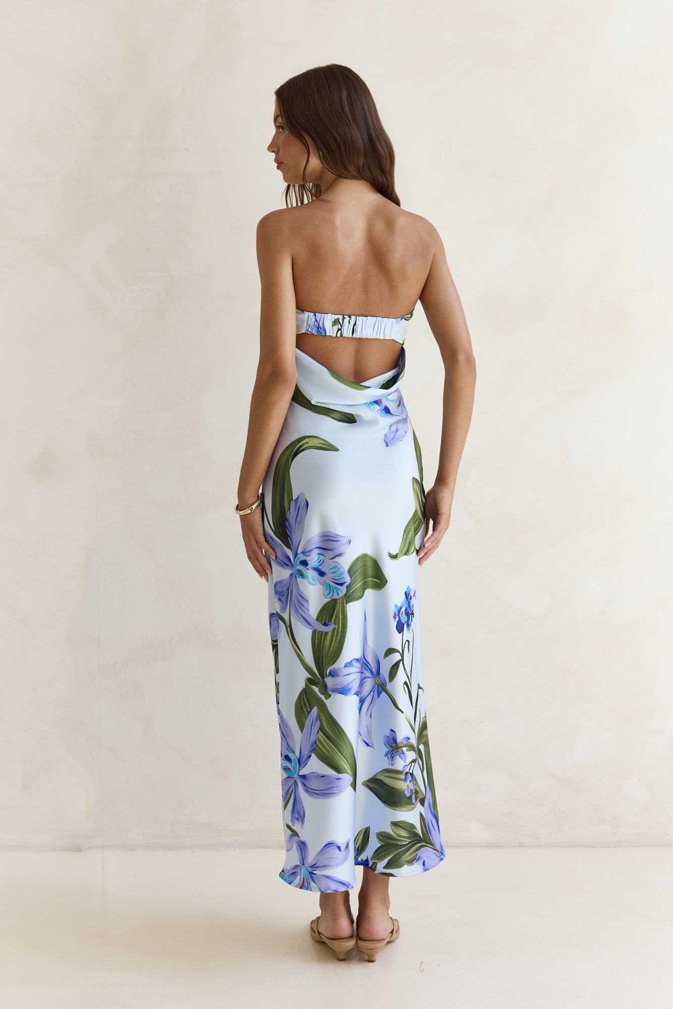 Bells Of Spring Satin Strapless Maxi Dress Blue | Fortunate One Bells Of Spring Satin Strapless Maxi Dress Blue | Fortunate One