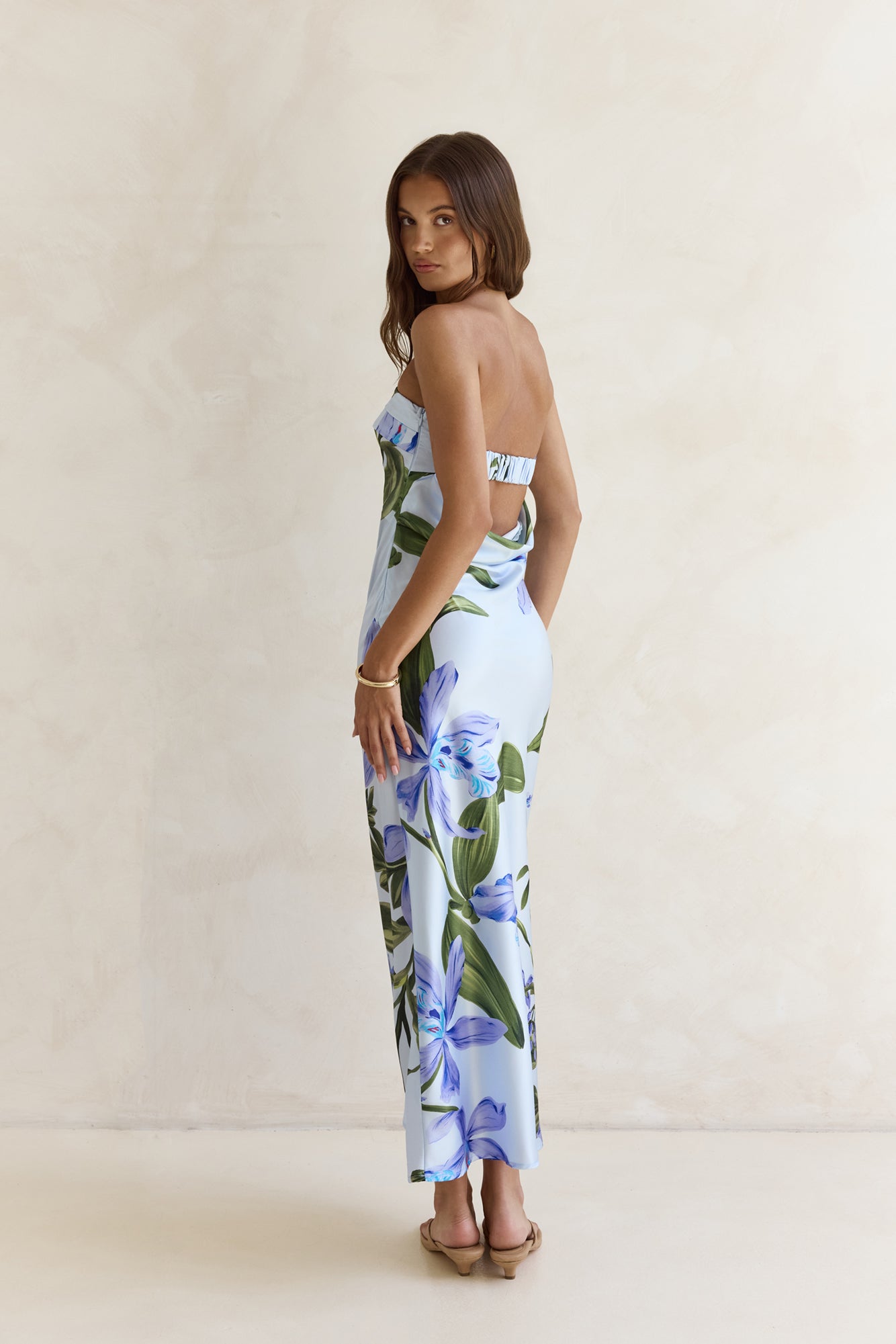 Bells Of Spring Satin Strapless Maxi Dress Blue | Fortunate One Bells Of Spring Satin Strapless Maxi Dress Blue | Fortunate One