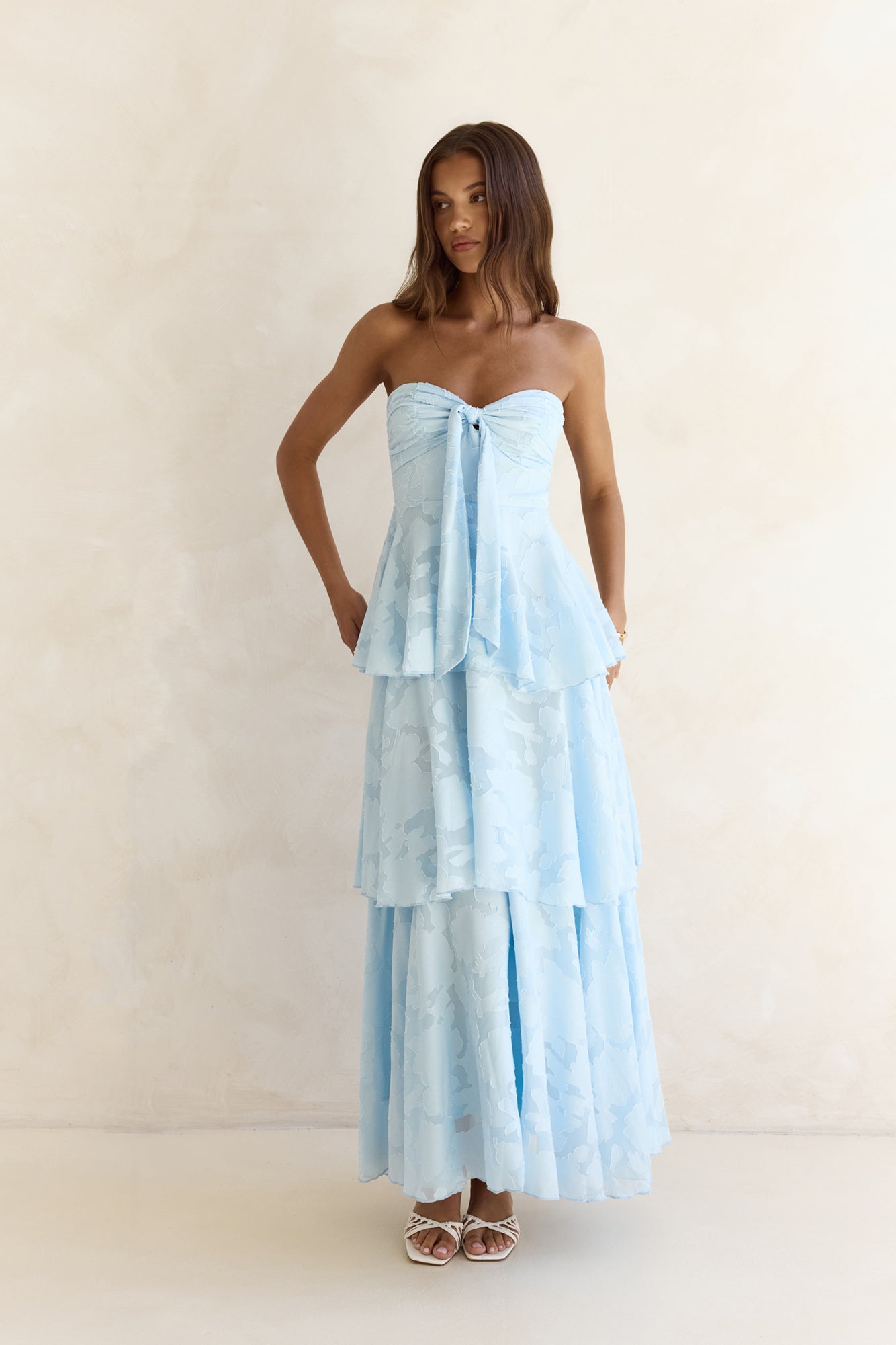 fitted lace wedding dress Break It Off Maxi Dress Blue main image 0