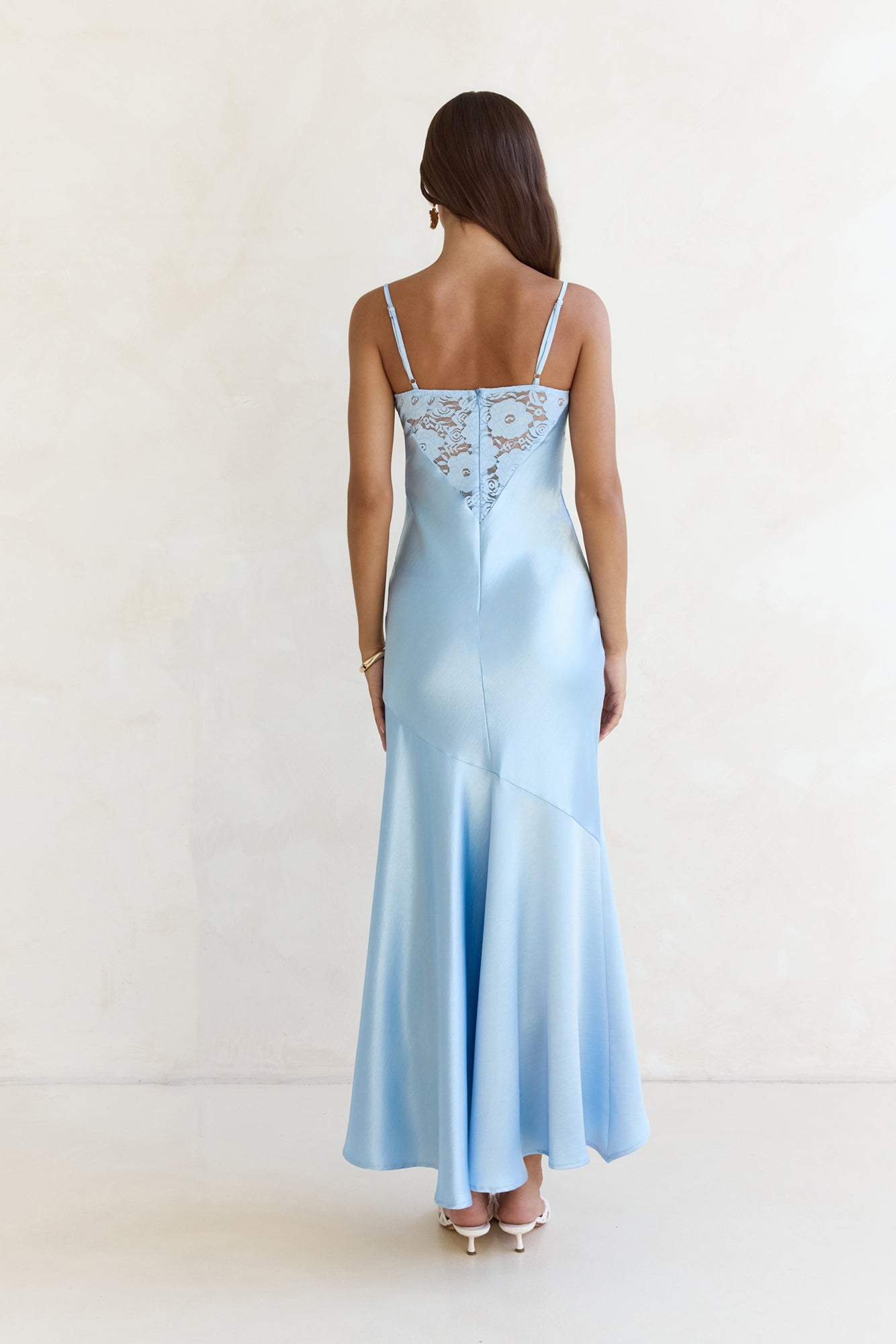 Sky Of Stars Lace Satin Maxi Dress Blue Size L Sky Of Stars Lace Satin Maxi Dress Blue Size L