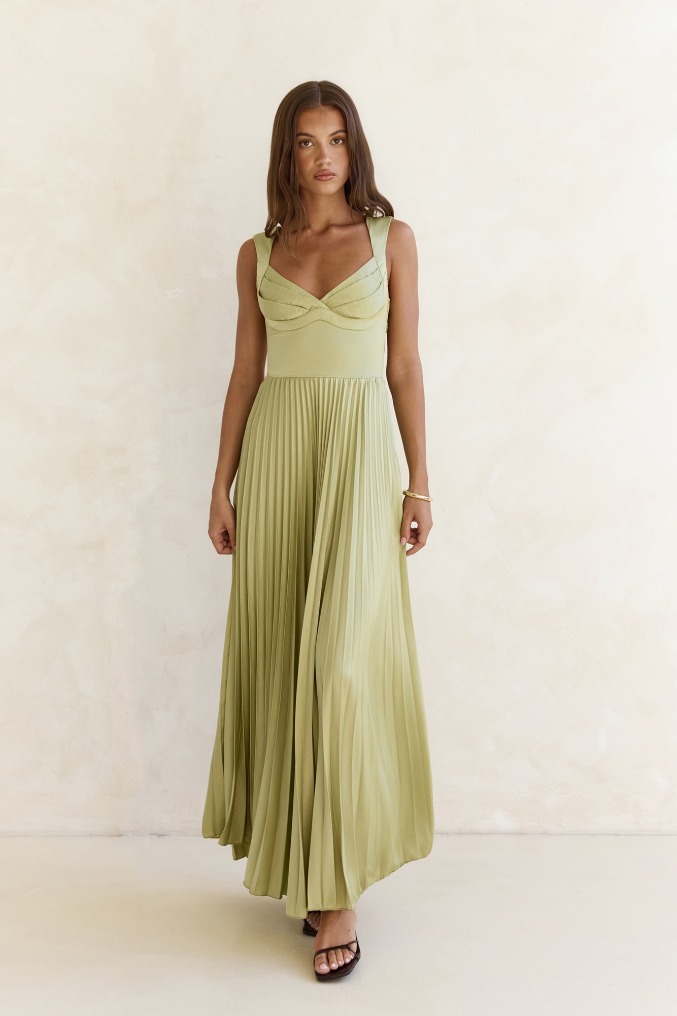Song Of The Sky Plisse Maxi Dress Green | Fortunate One