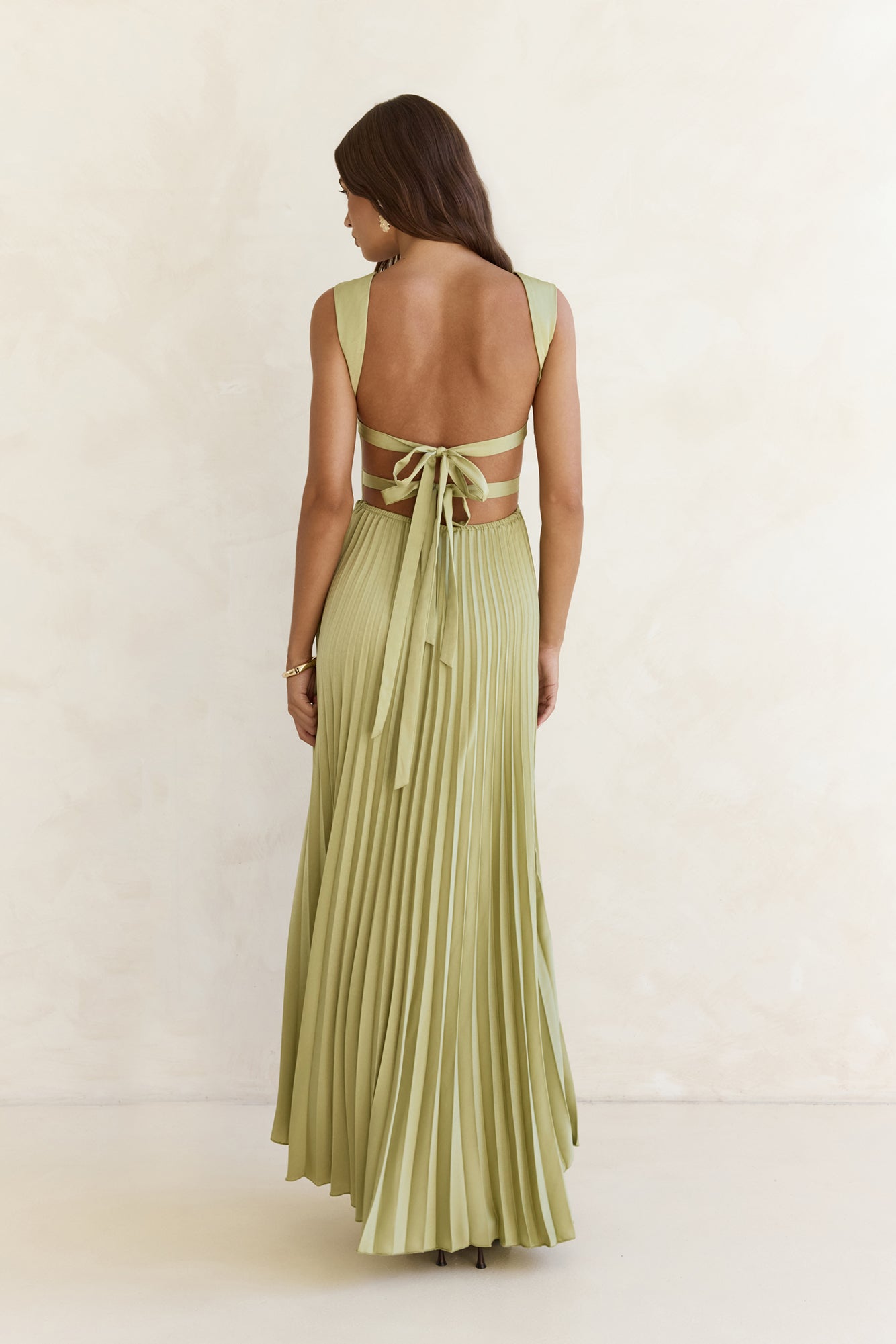fitted lace wedding dress Song Of The Sky Plisse Maxi Dress Green