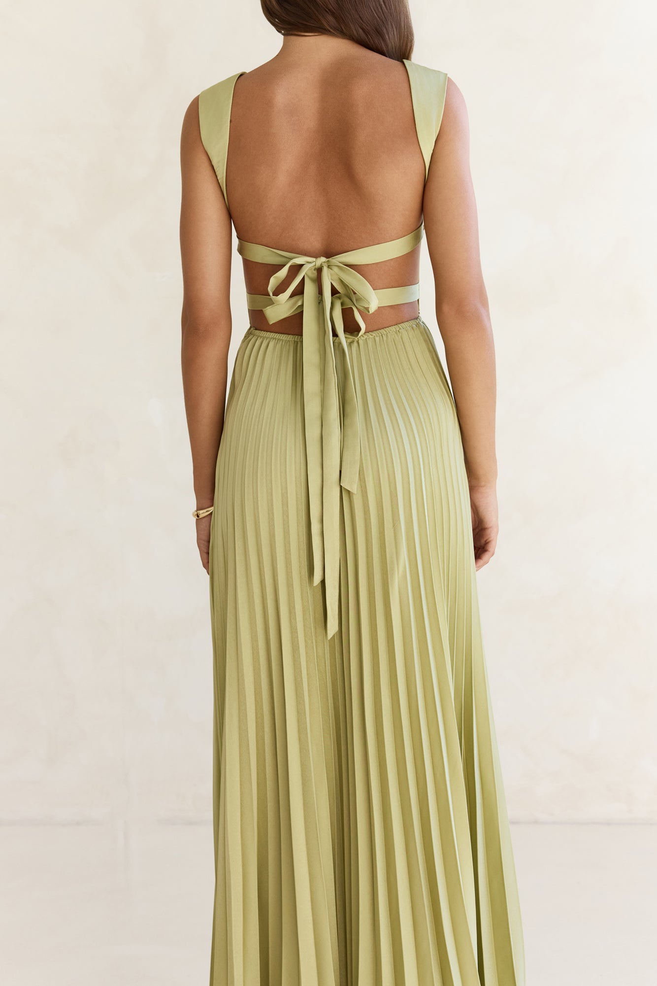 fitted lace wedding dress Song Of The Sky Plisse Maxi Dress Green