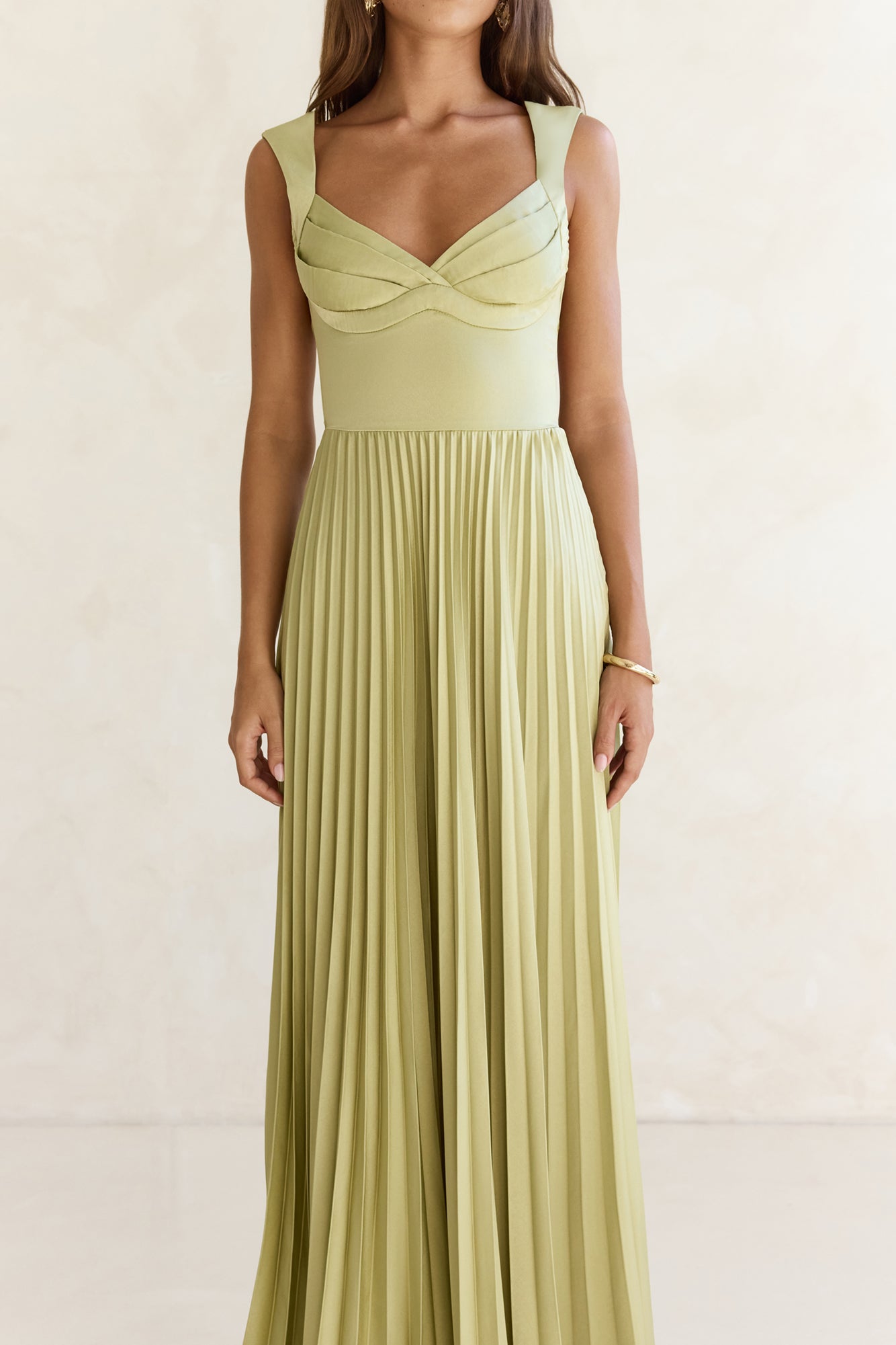 gold plisse maxi dress Song Of The Sky Plisse Maxi Dress Green