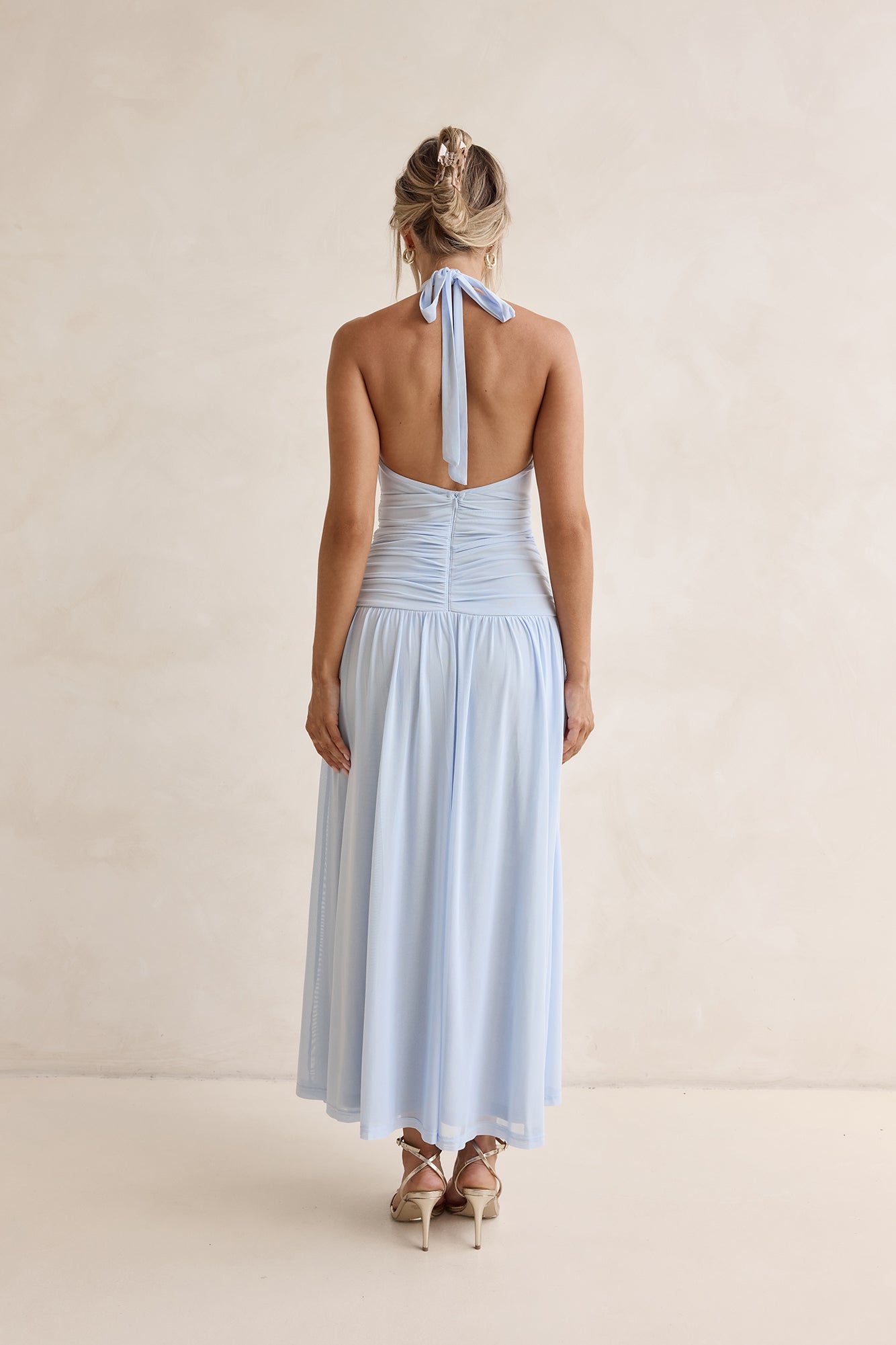 Robin Mesh Halter Maxi Dress Blue | Fortunate One Robin Mesh Halter Maxi Dress Blue | Fortunate One