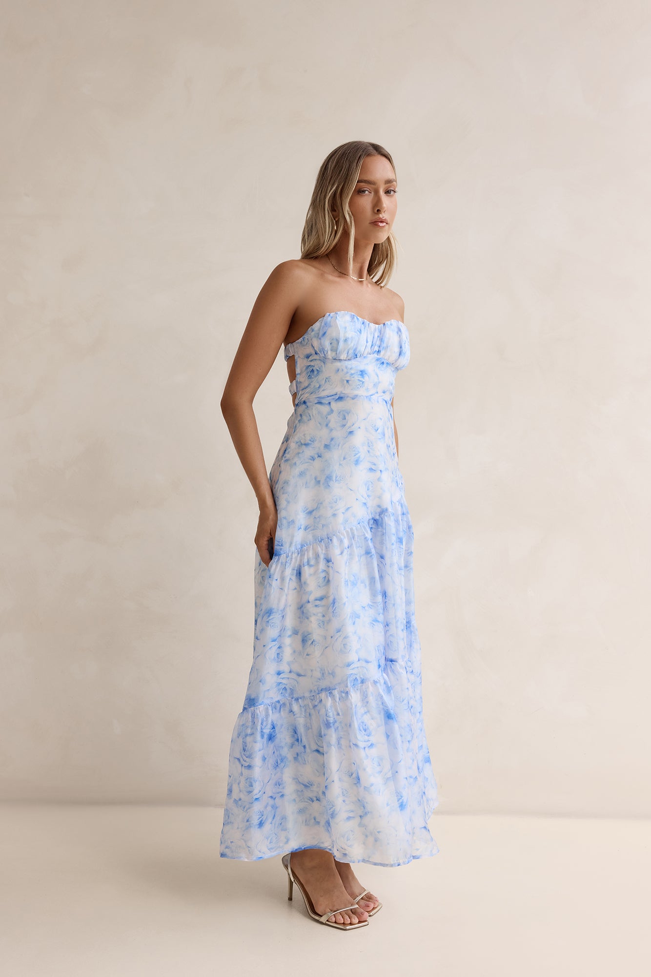 hello molly blue strapless dress Ocean Blue Strapless Maxi Dress Blue Size XS