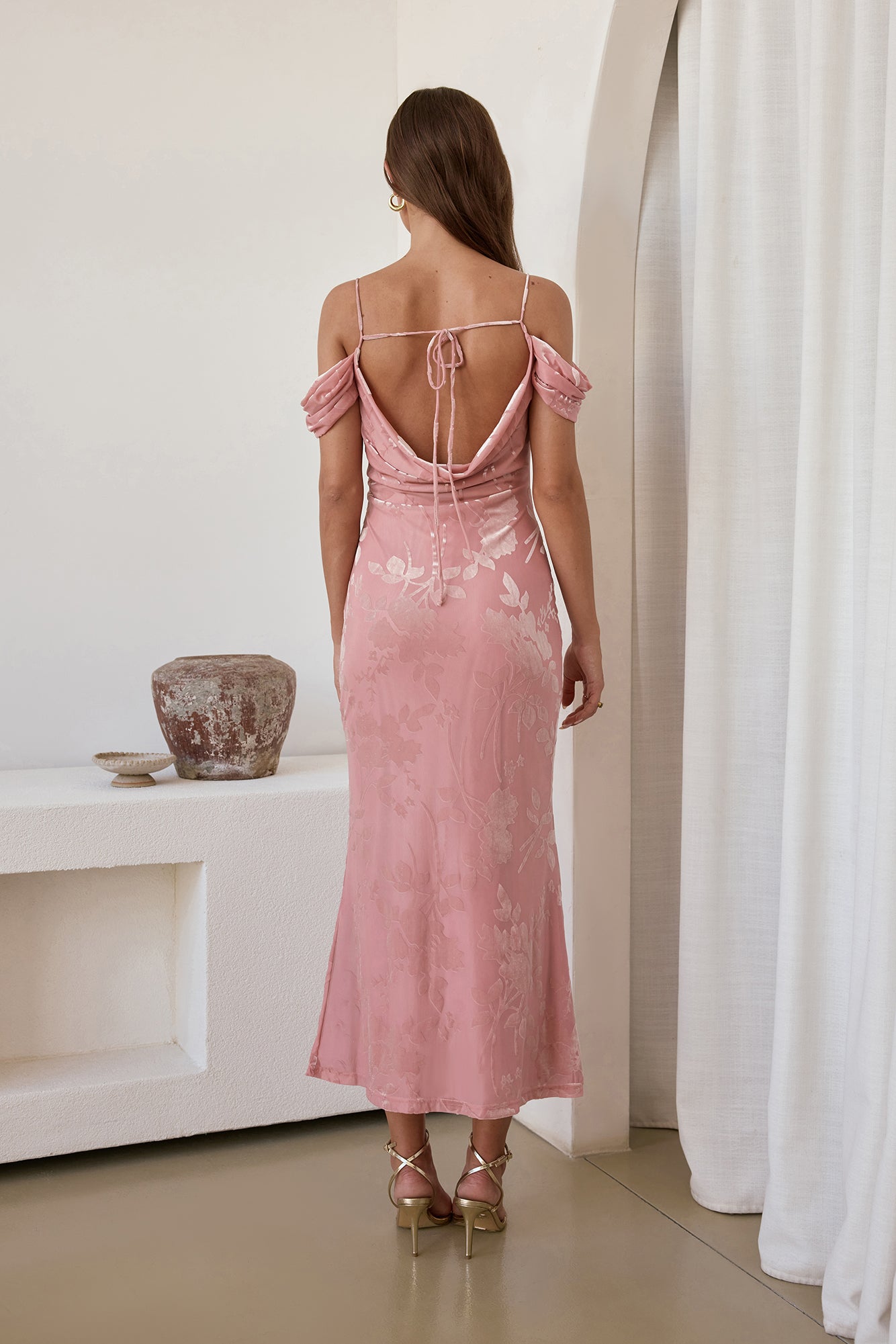 pink mesh maxi dress Pink Mesh Maxi Dress - Swiss Dot Dress - Backless Tiered Dress