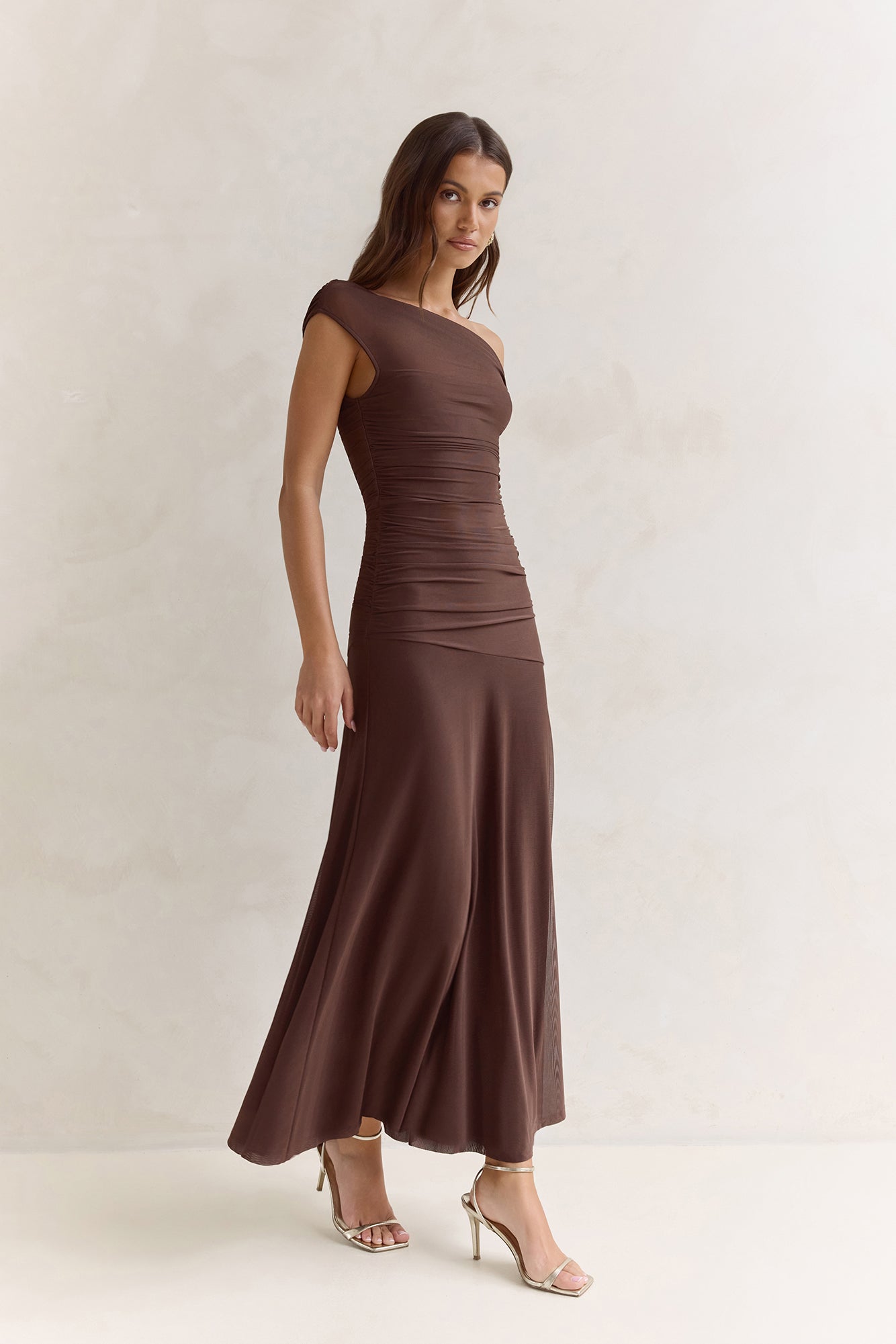 coffee brown maxi dress Fallon Maxi Dress-Coffee L