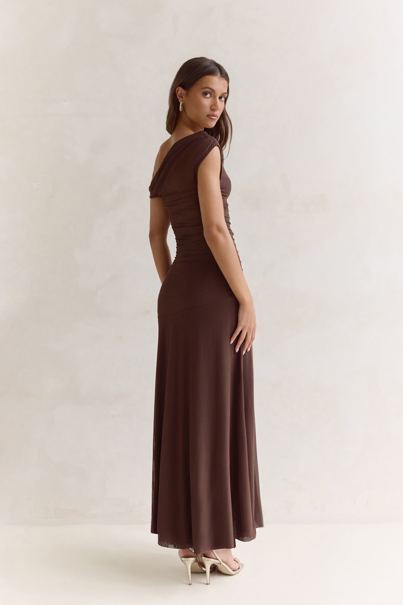 coffee brown maxi dress Banana Republic Lyana Twist Maxi Dress SP S P