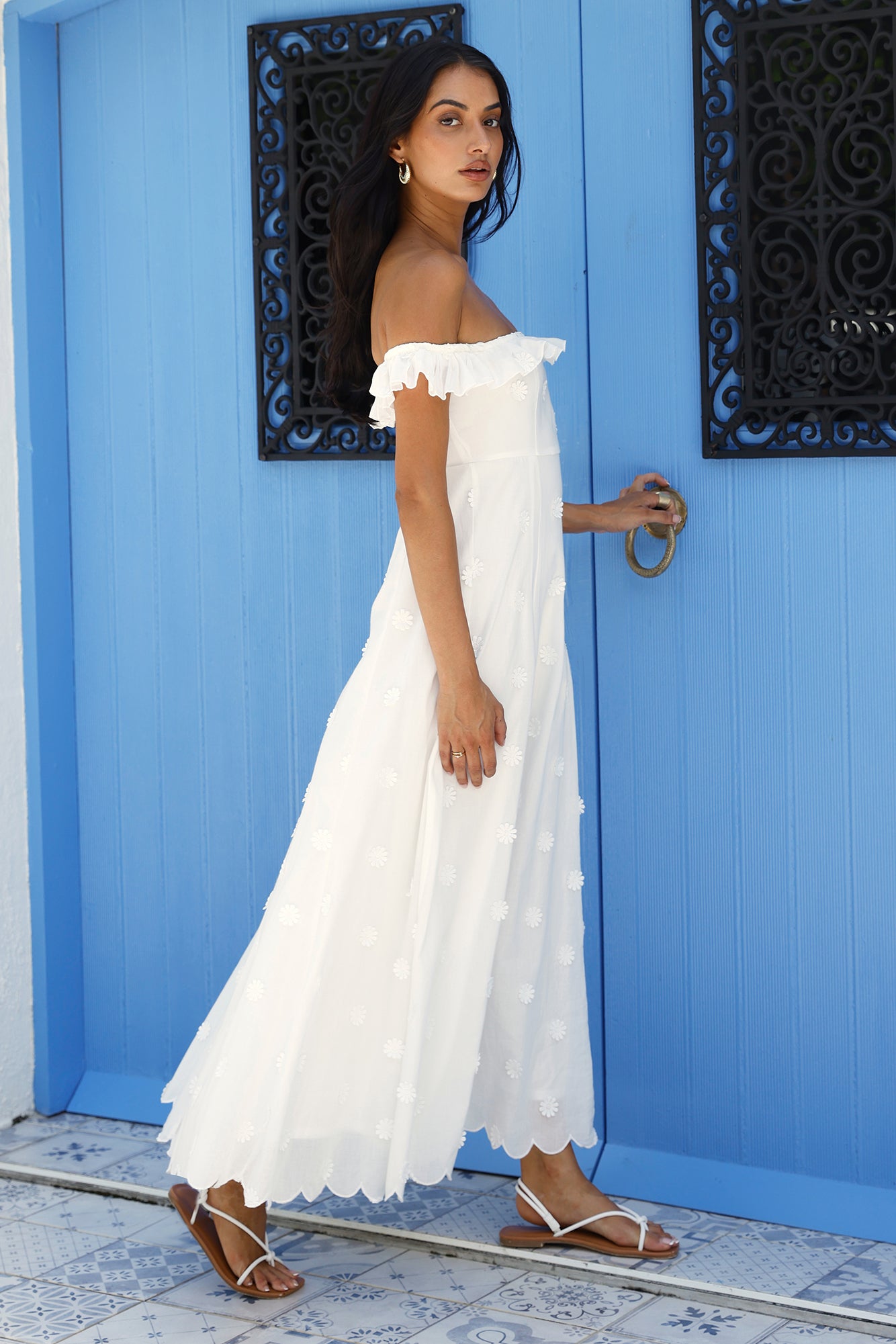 darker waves white dress Sunset Waves Off Shoulder Maxi Dress Off White