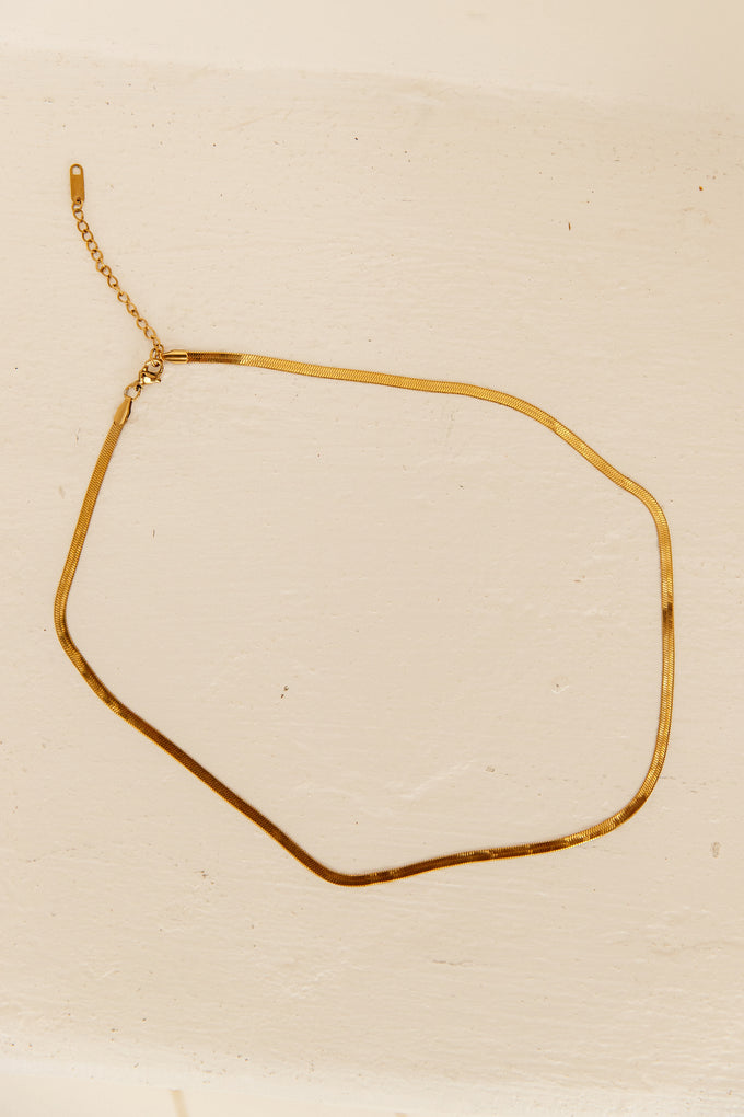 18k Gold Plated Sleek Snake Necklace Gold