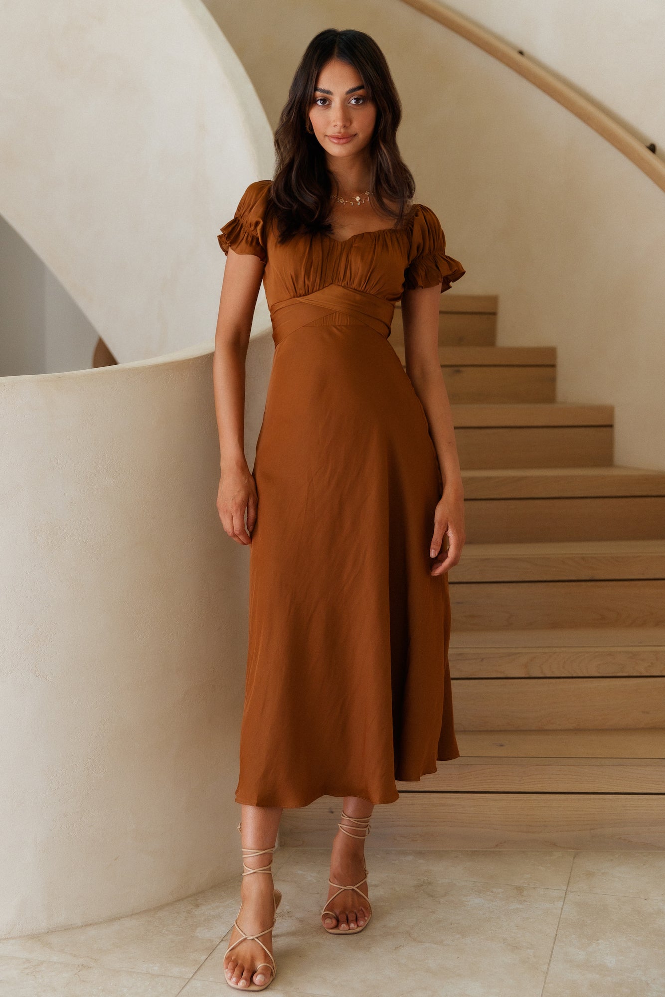 Sumatra Midi Dress Brown | Fortunate One Sumatra Midi Dress Brown | Fortunate One