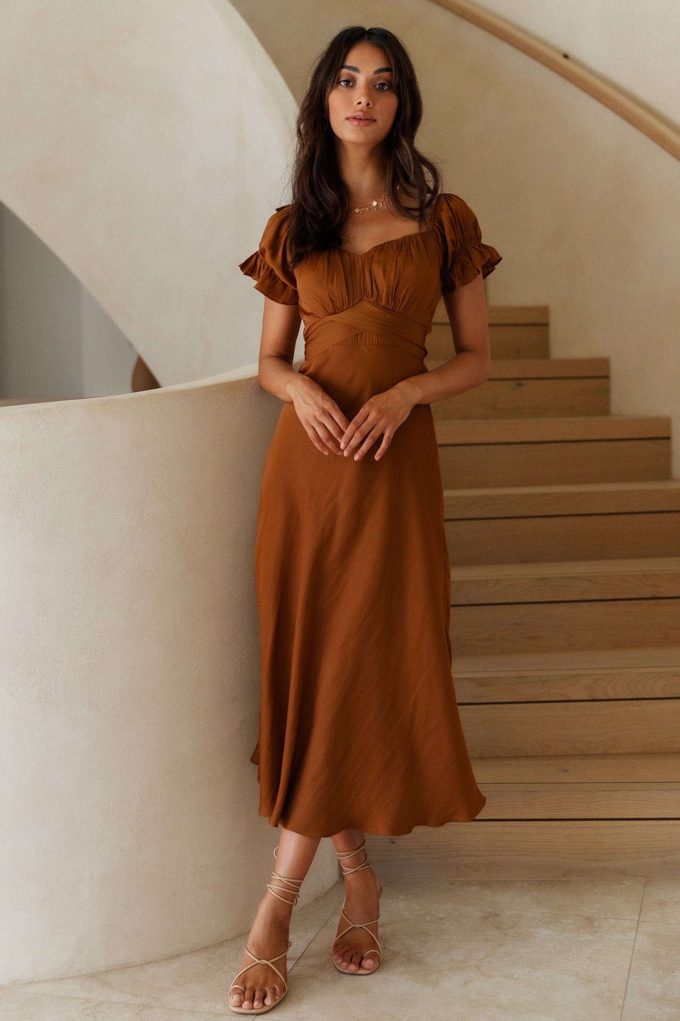 Sumatra Midi Dress Brown | Fortunate One Sumatra Midi Dress Brown | Fortunate One