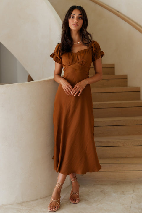 Sumatra Midi Dress Brown | Fortunate One Sumatra Midi Dress Brown | Fortunate One