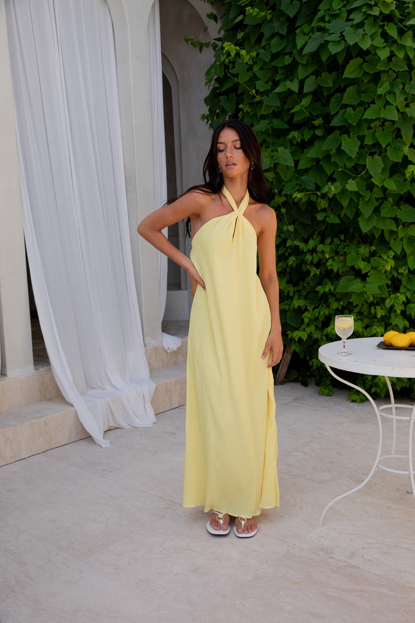 Isle Of Chic Halter Maxi Dress Yellow | Fortunate One Isle Of Chic Halter Maxi Dress Yellow | Fortunate One