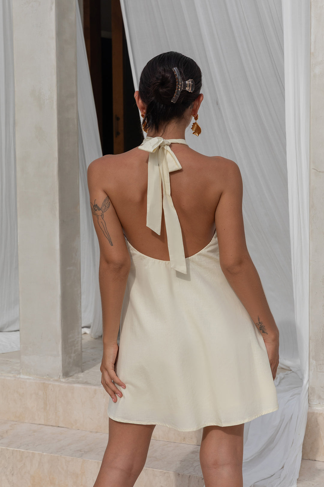 Coco lemon halter mini dress main image 1