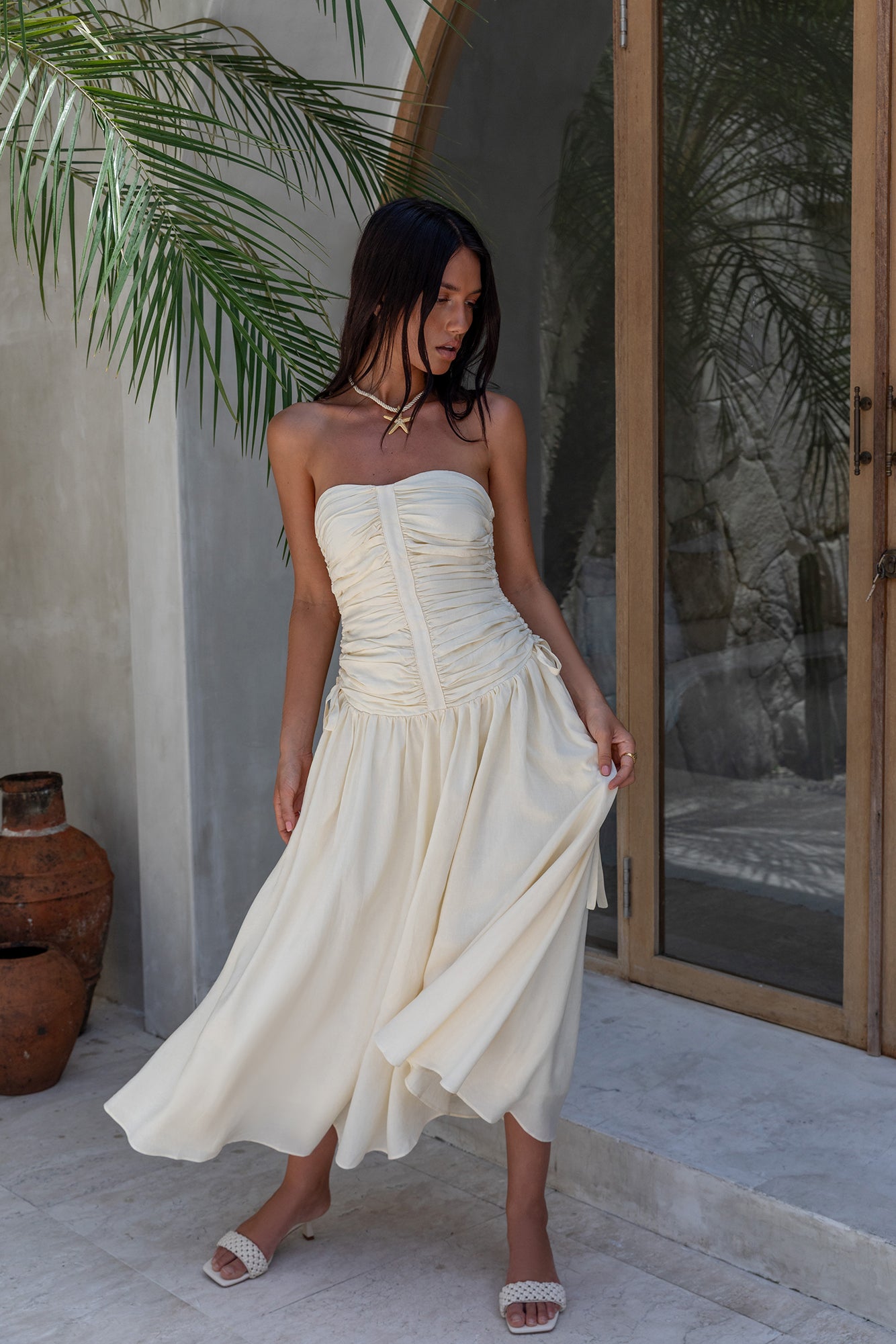 zori linen blend midi dress zori linen blend midi dress Sorrento Linen Midi Dress
