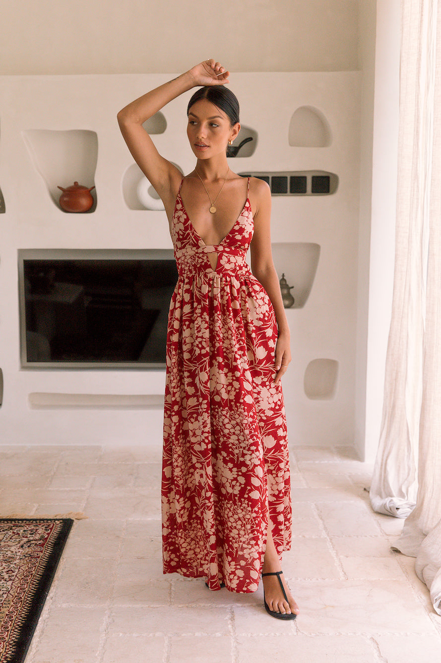 hello molly red dress HELLO MOLLY Explore The Colours Maxi Dress