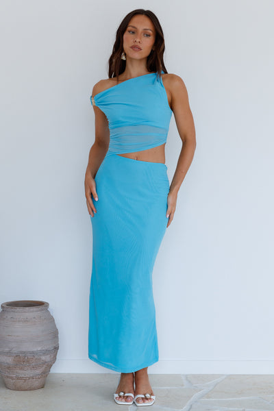 blue moon maxi dress Summer Off The Shoulder Color:Dark Indigo