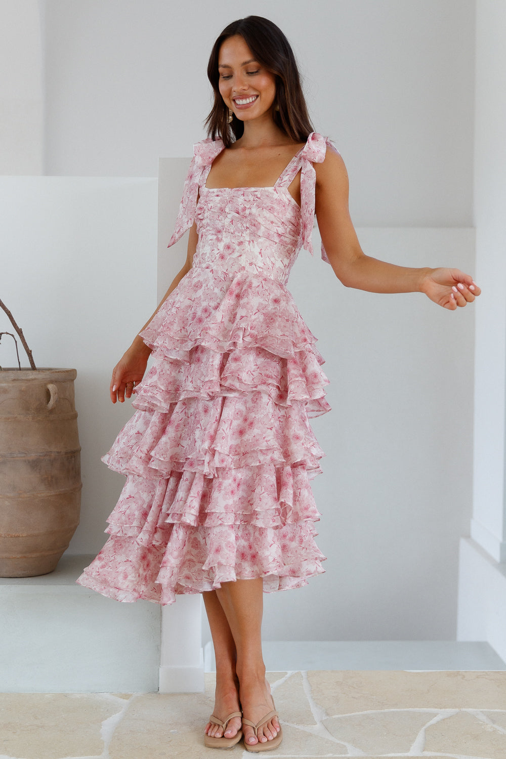 Poetry At Dawn Midi Dress Pink