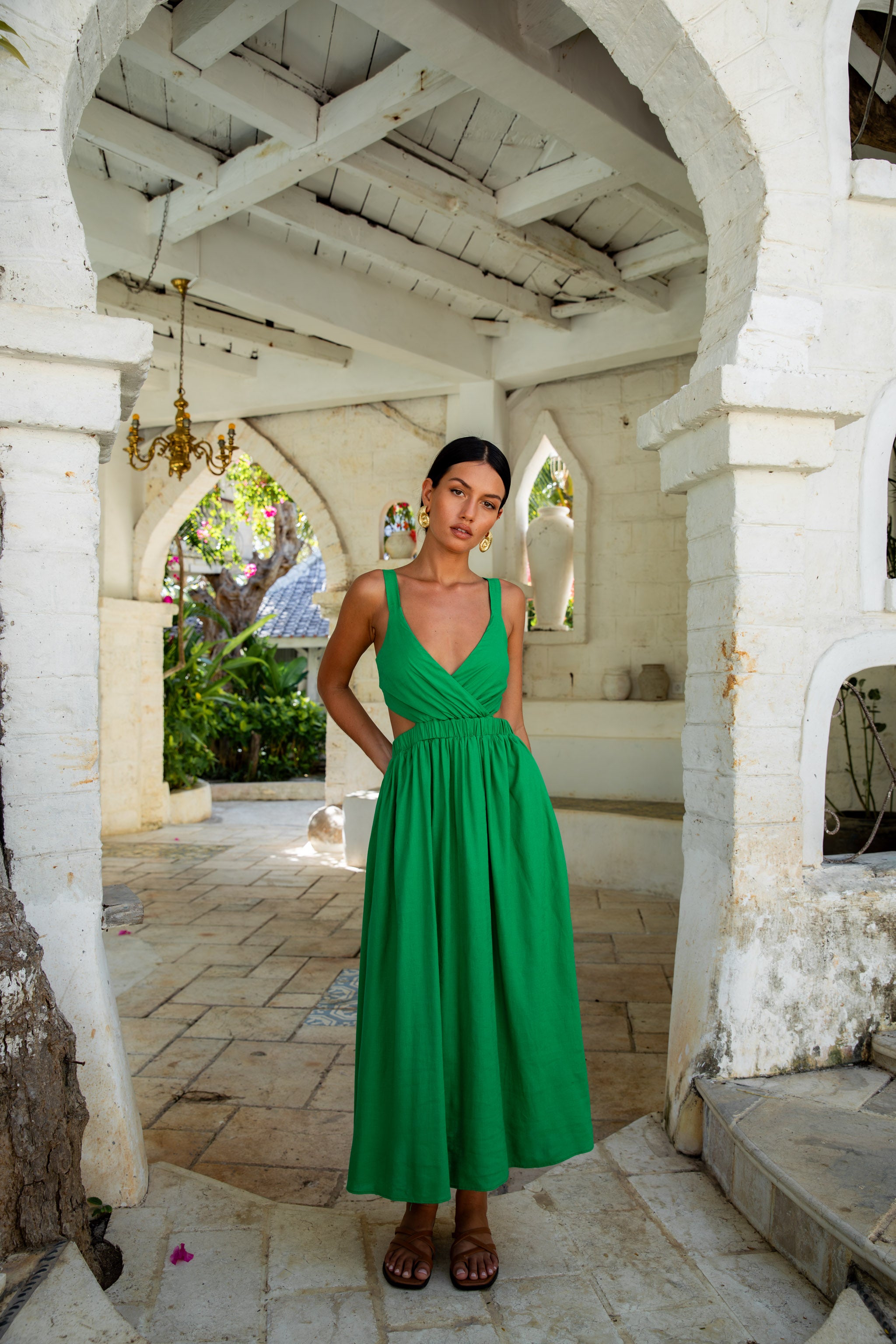 All The Girls Linen Maxi Dress Green | Fortunate One All The Girls Linen Maxi Dress Green | Fortunate One