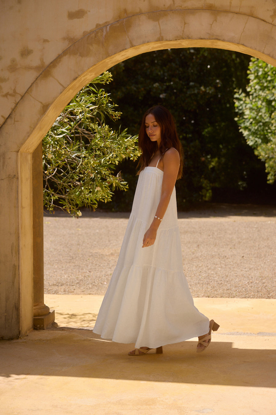 Lelah 100% Linen Maxi Dress in Off-White - Bump Friendly