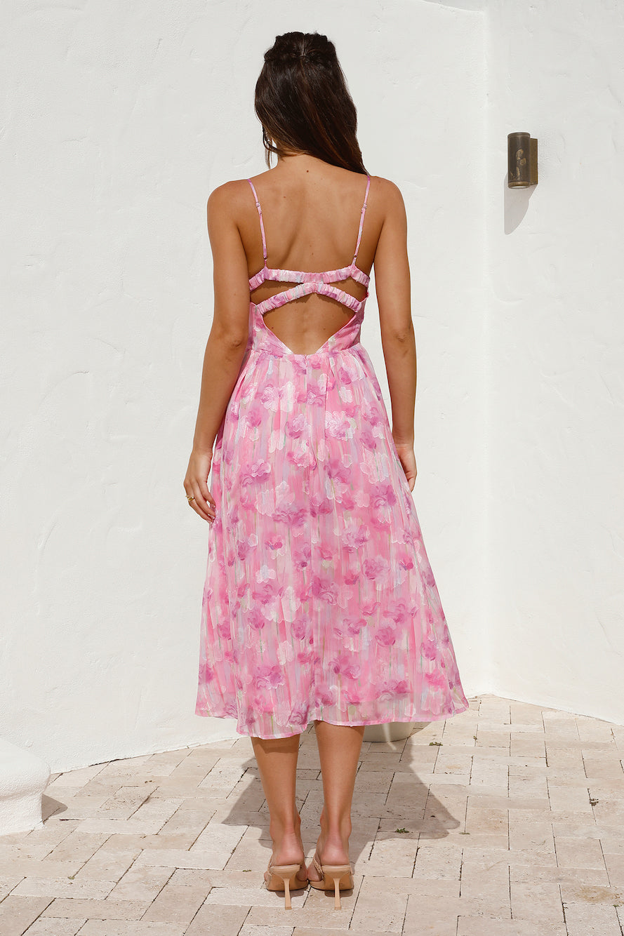 fancy day midi dress pink CELENIA Blush Pink Floral Bow Corset Midi Dress