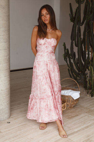 Essence Strapless Maxi Dress Pink