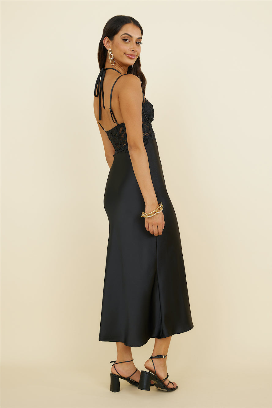 Sunday Brunch Satin Maxi Dress Black | Fortunate One Sunday Brunch Satin Maxi Dress Black | Fortunate One