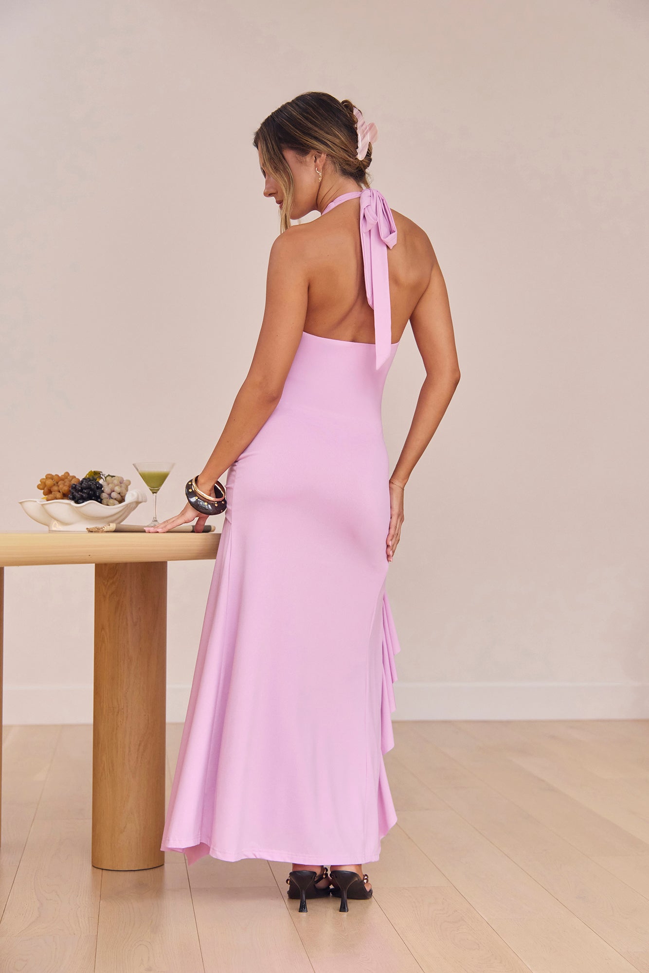 petal & pup women's melody plisse halter maxi dress Melody Plisse Halter Maxi Dress