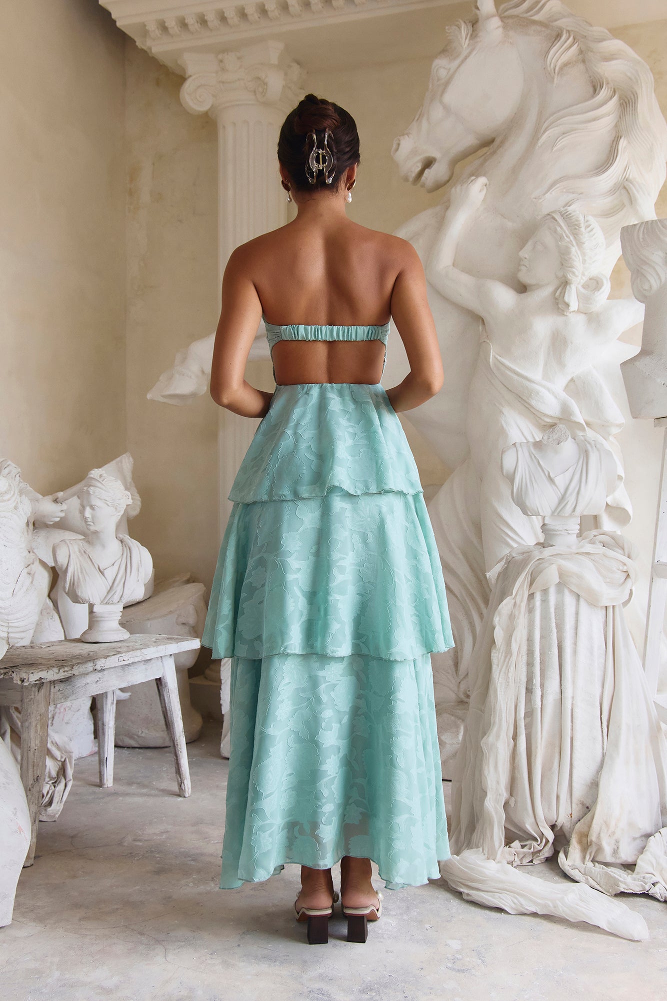 green maxi dresses online Layalina Dark Green Maxi Dress With Long Sleeves
