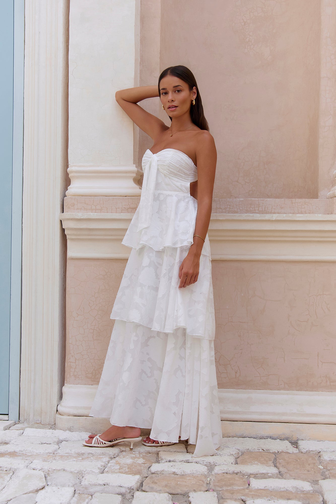 Know Your Heart Strapless Maxi Dress White