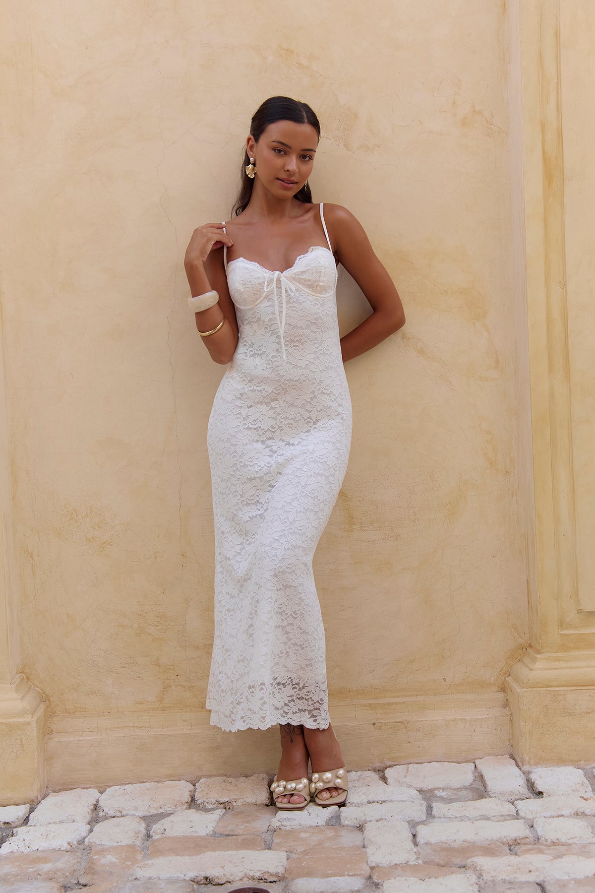 lady long dress the lace Gloria Maxi White african lace dress styles