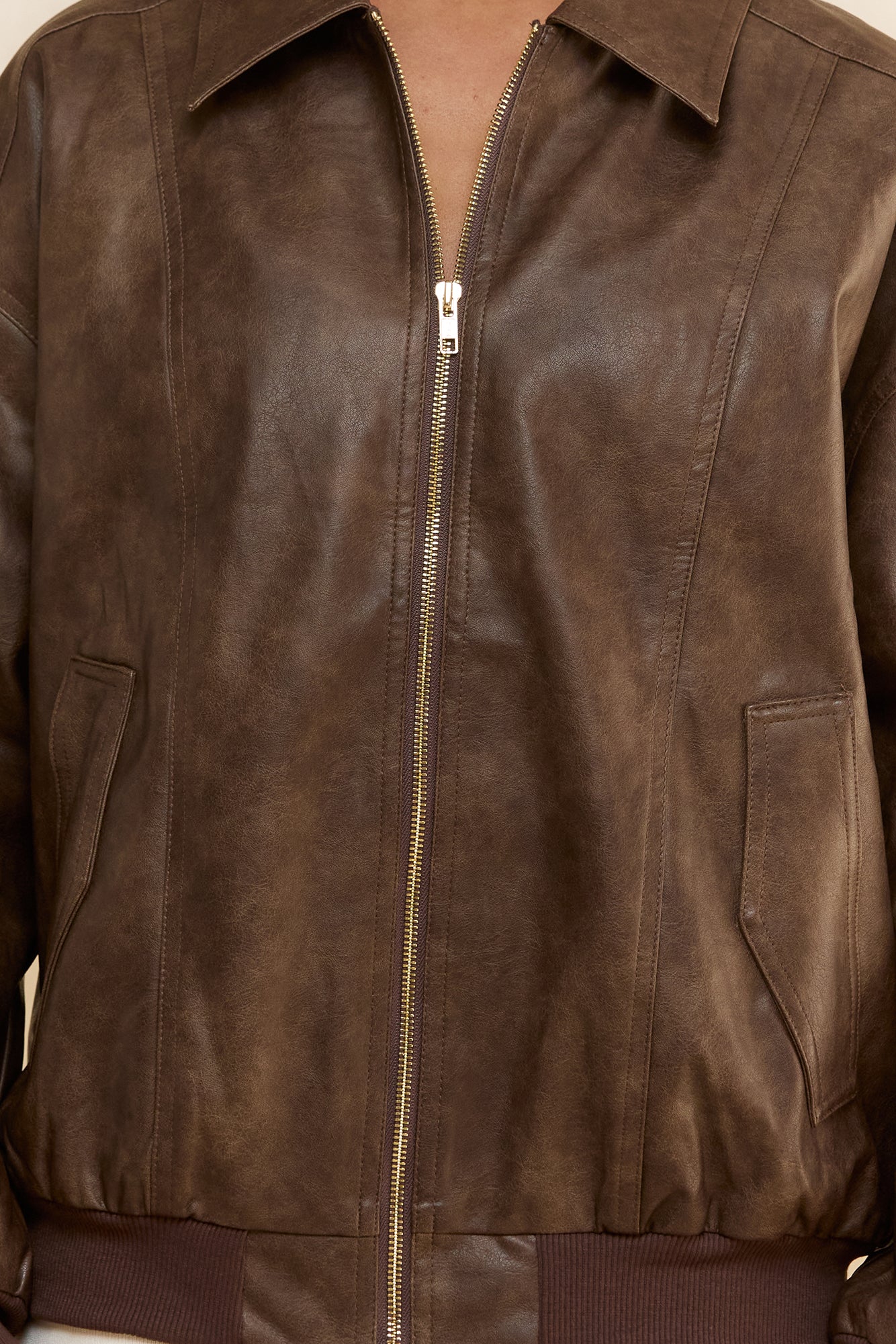 Talk Of The Town Faux Leather Jacket Chocolate