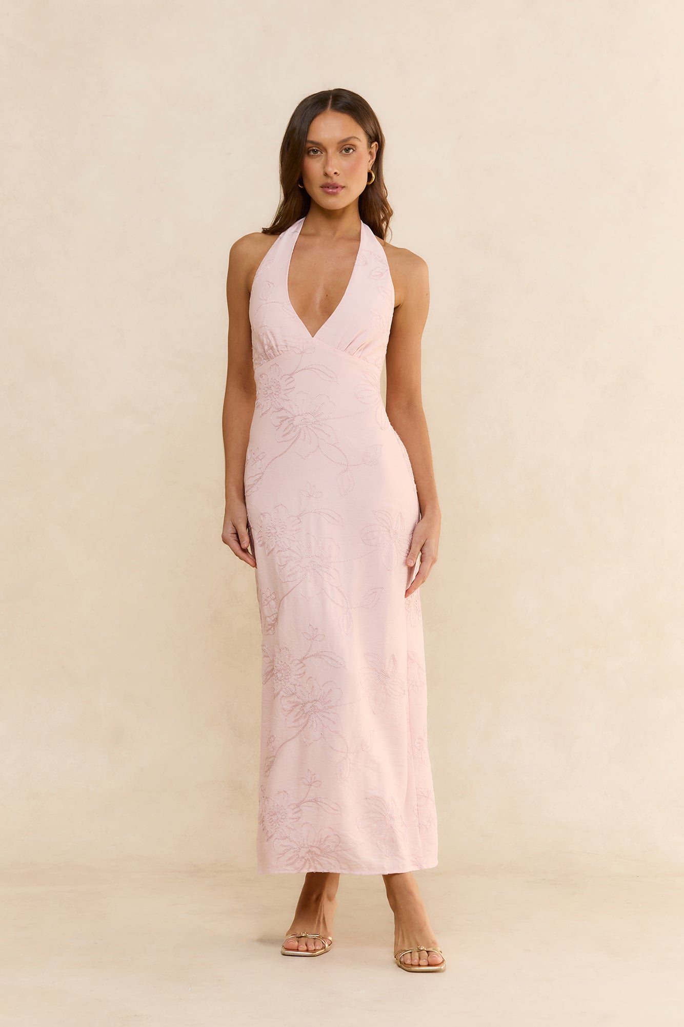 Elysian Halter Maxi Dress Pink