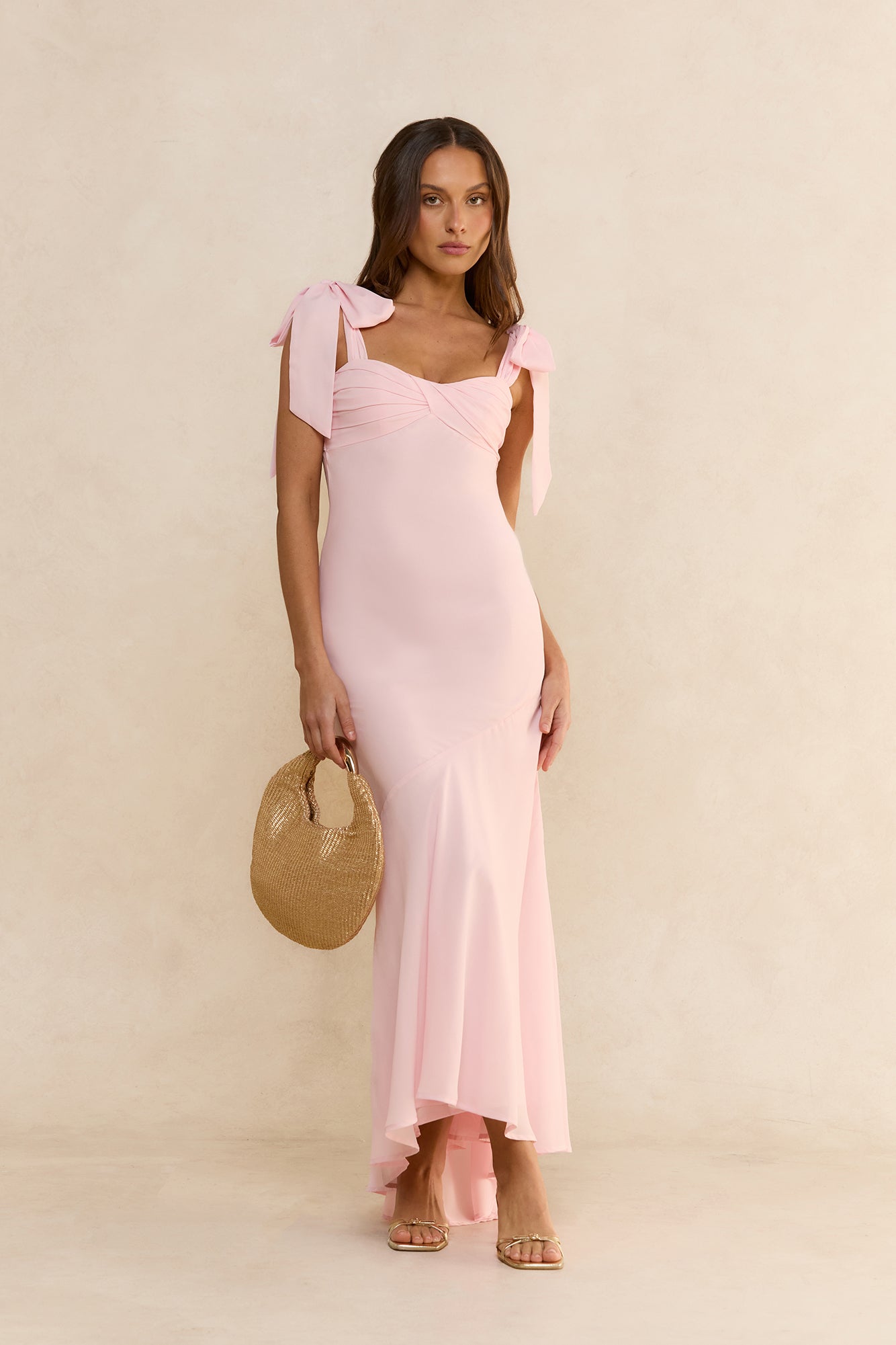 Riviera Escape Twist Front Maxi Dress Blush