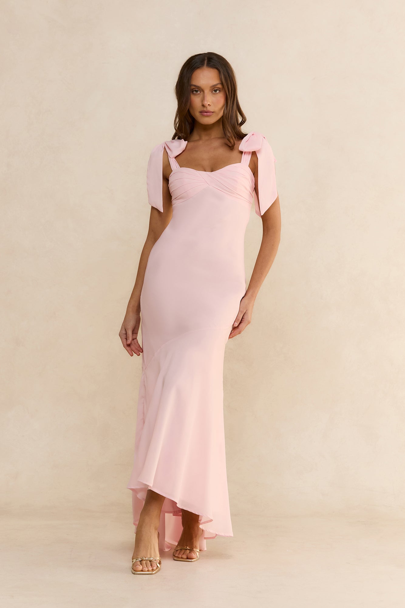 Riviera Escape Twist Front Maxi Dress Blush