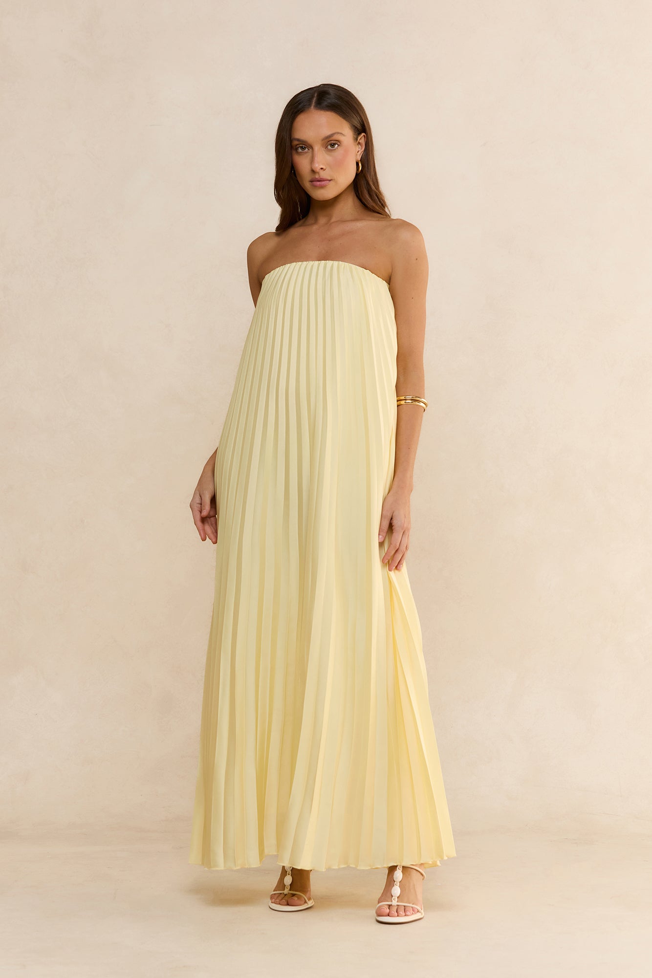 Gentle Journey Strapless Maxi Dress Lemon