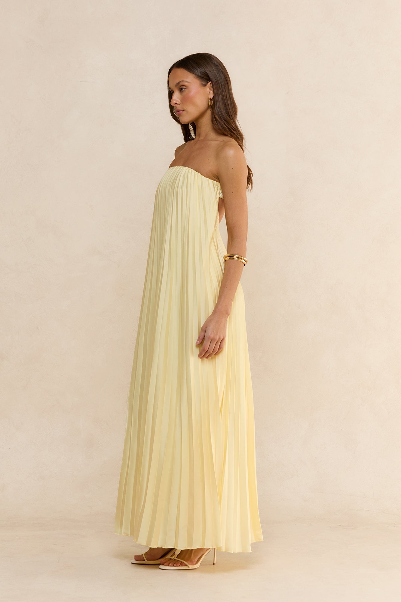 Gentle Journey Strapless Maxi Dress Lemon