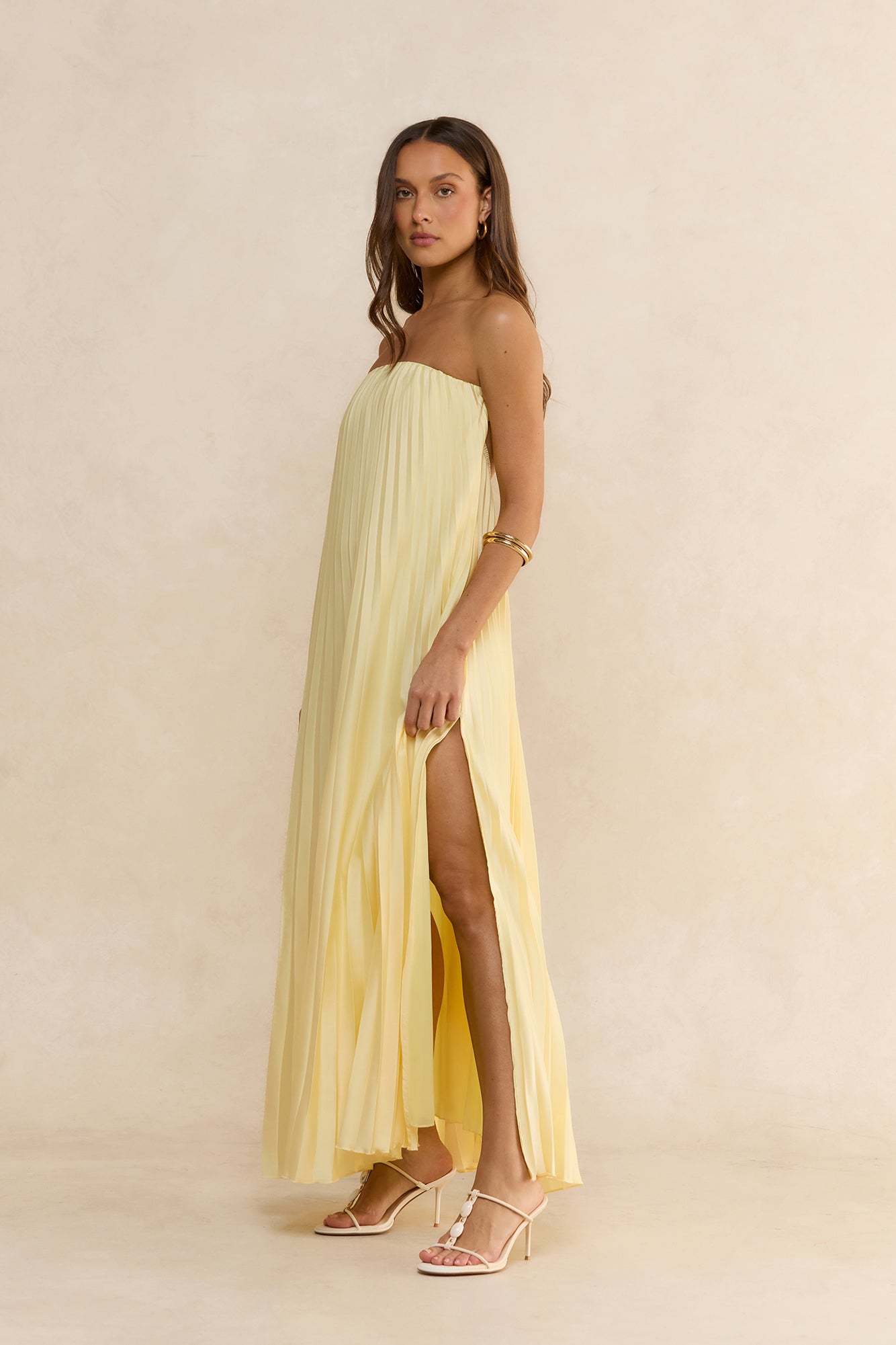 Gentle Journey Strapless Maxi Dress Lemon
