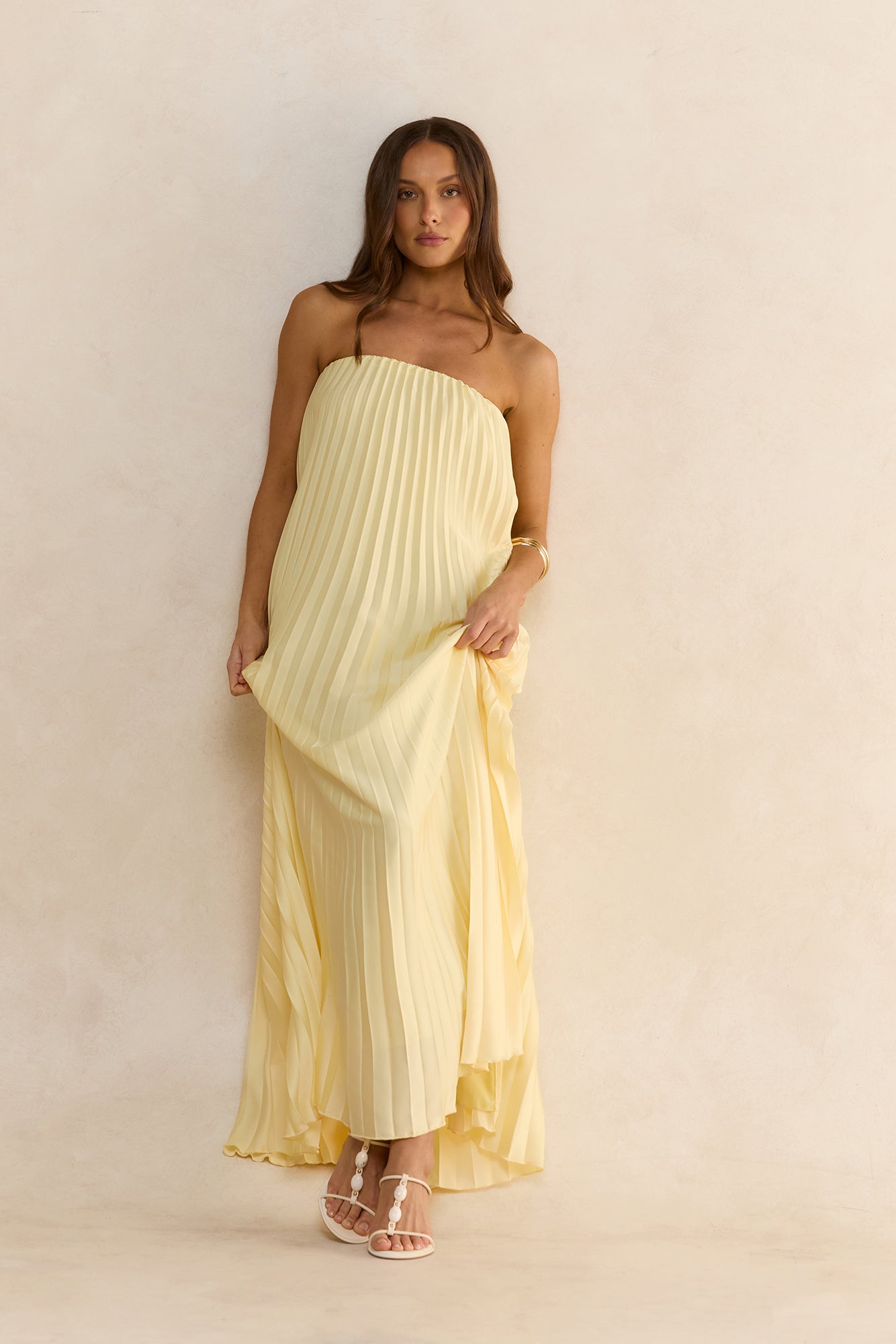 Gentle Journey Strapless Maxi Dress Lemon