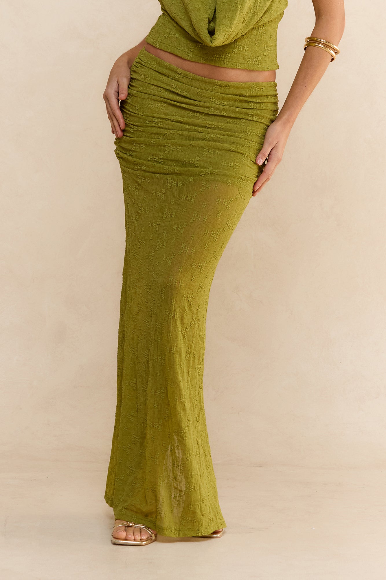 Sunkissed Lover Mesh Maxi Skirt Olive