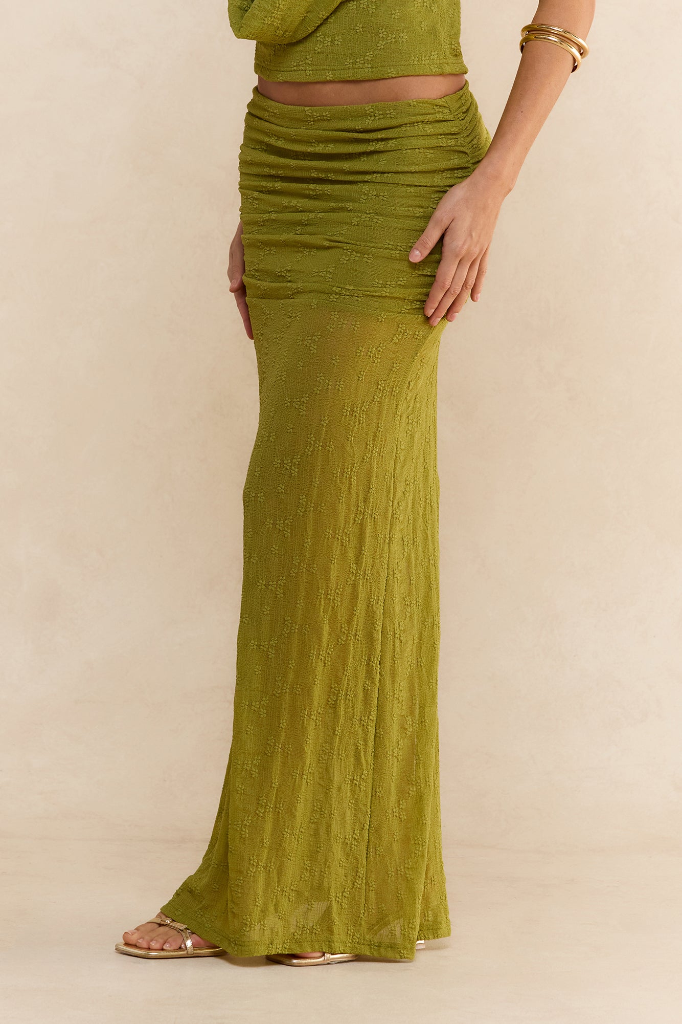 Sunkissed Lover Mesh Maxi Skirt Olive