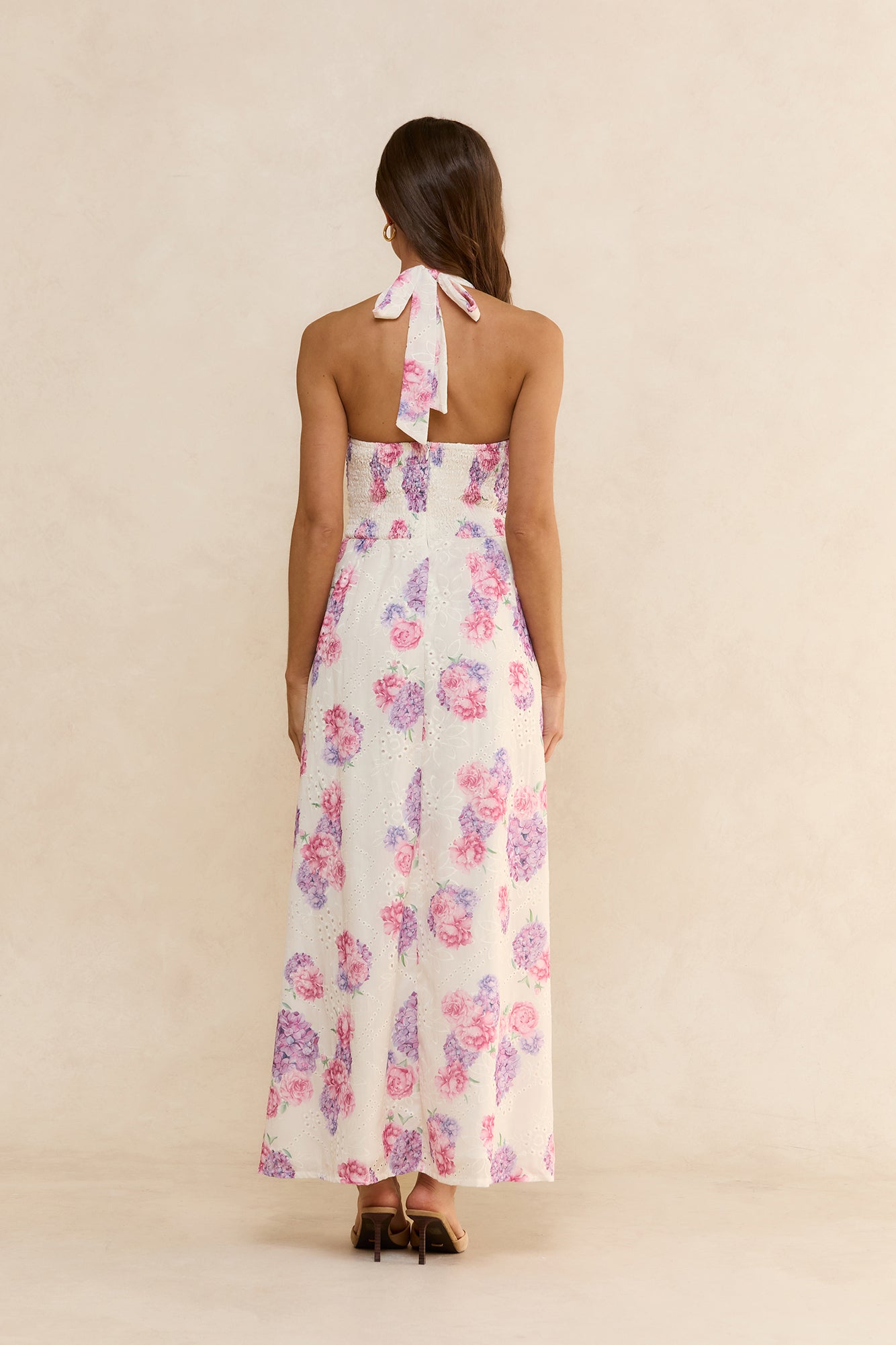 Hydrangea Haven Halter Maxi Dress Floral
